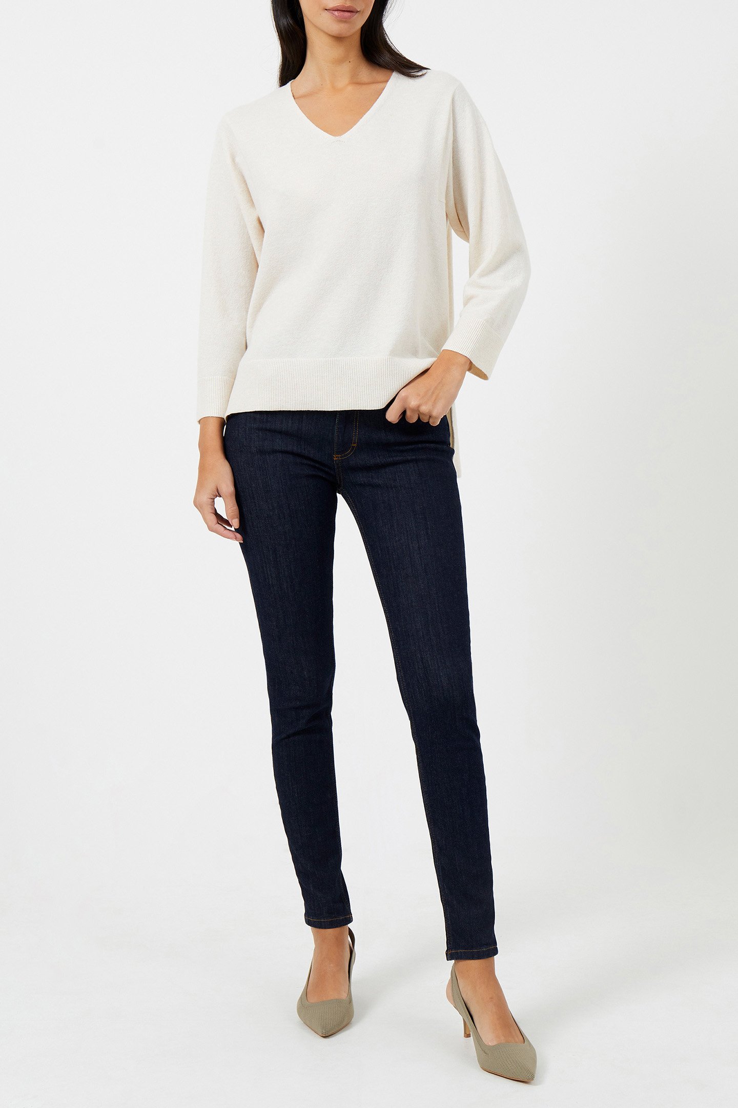 EBBA VHARI SUST V NK JUMPER OATMEAL MEL 1