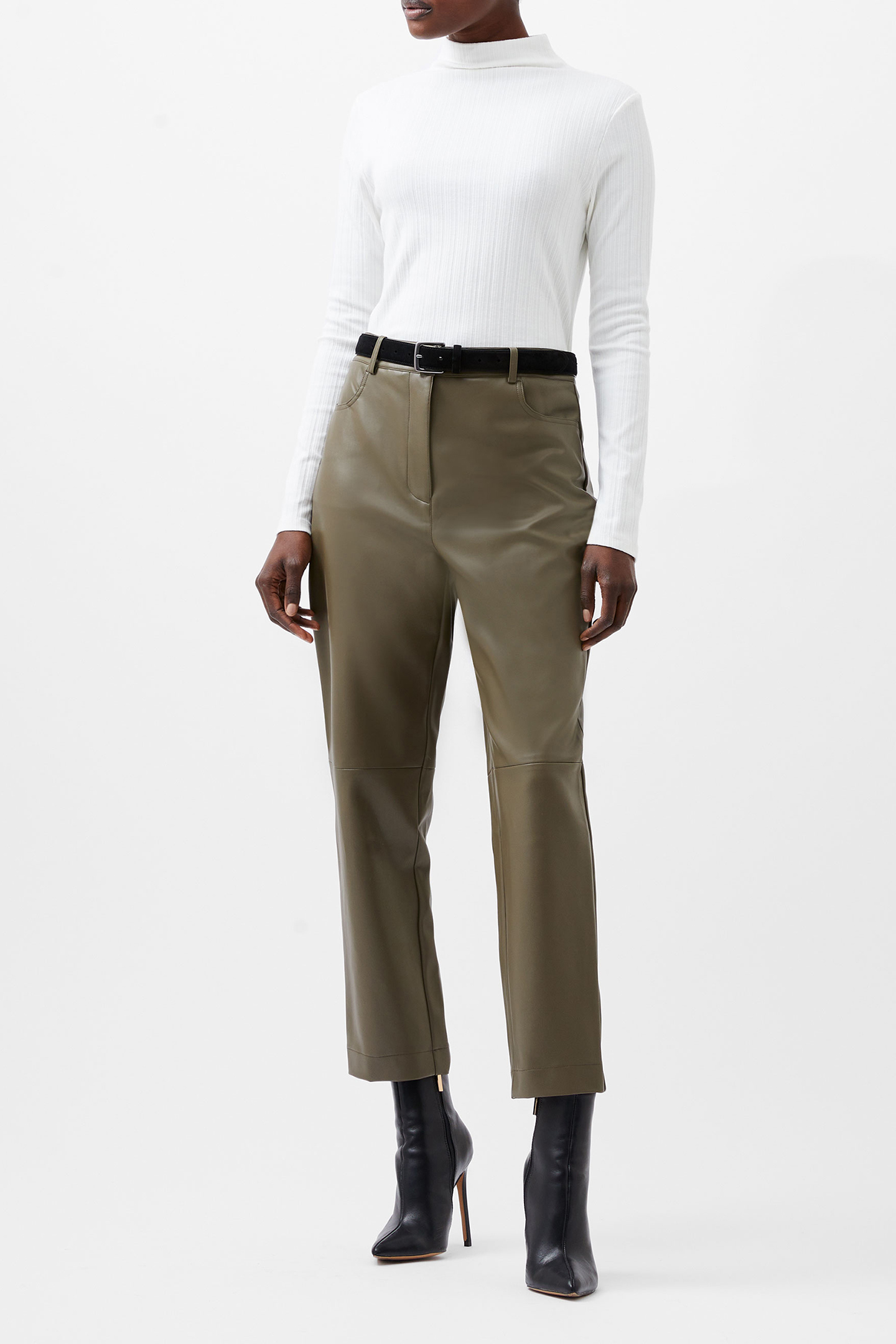 CROLENDA PU TROUSERS TARMAC KHAKI 2