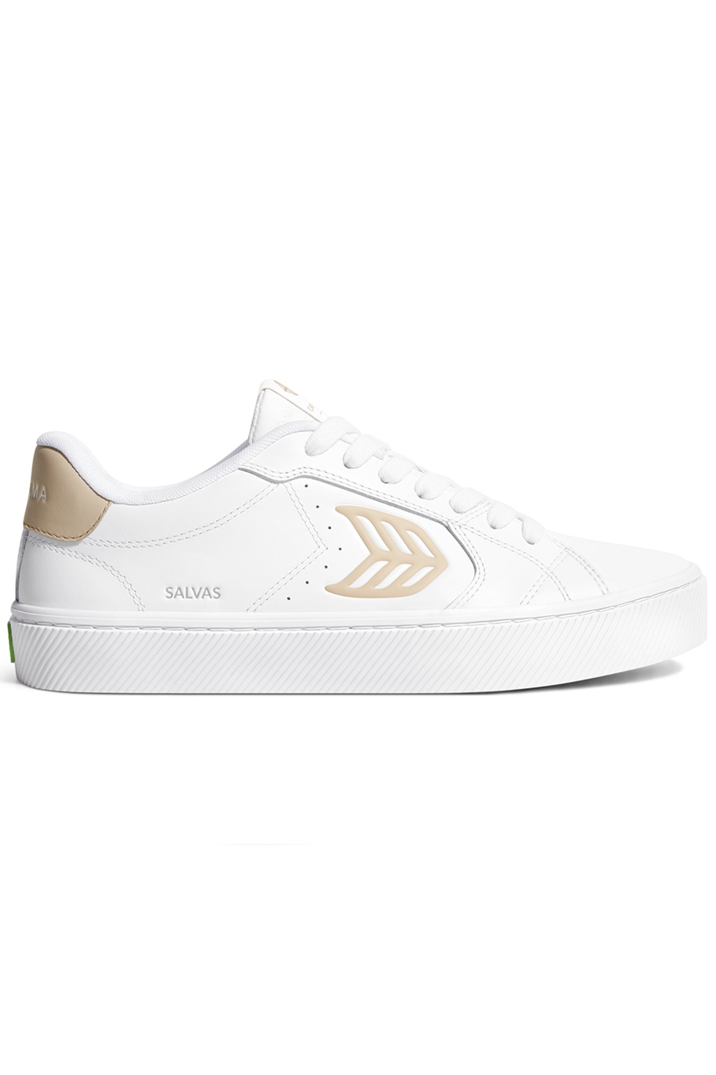 SALVAS WHITE LEATHER SHIFTING SAND LOGO SNEAKER by CARIUMA