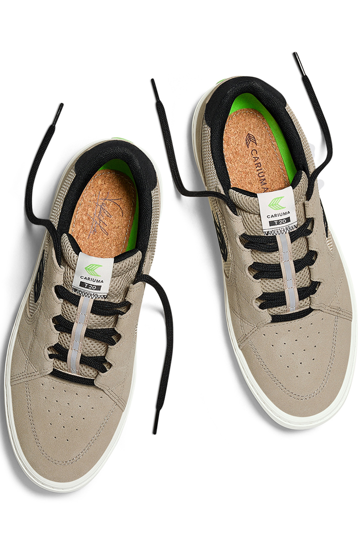 T20 PRO PLAZA TAUPE SUEDE AND MESH BLACK LOGO SNEAKER 3
