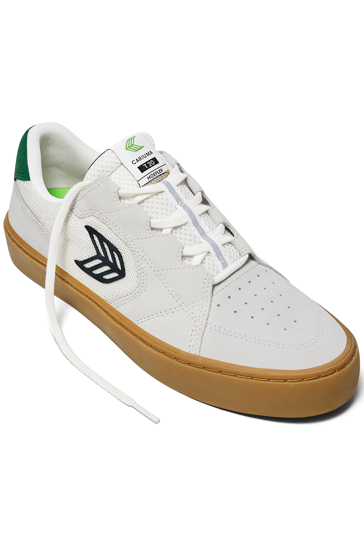 T20 PRO GUM SMOKE WHITE SUEDE AND MESH BLACK LOGO GREEN SNEA 2