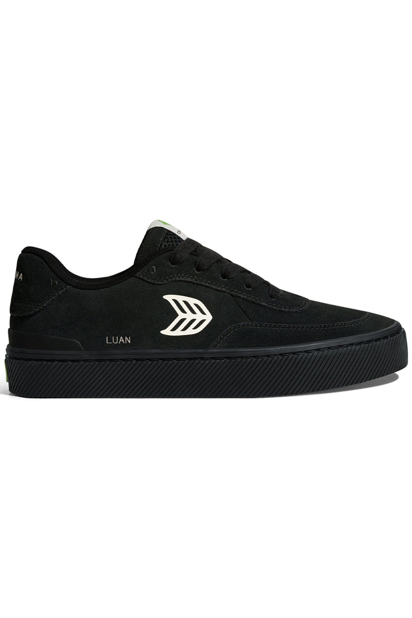 LUAN PRO ALL BLACK SUEDE IVORY LOGO SNEAKER by CARIUMA