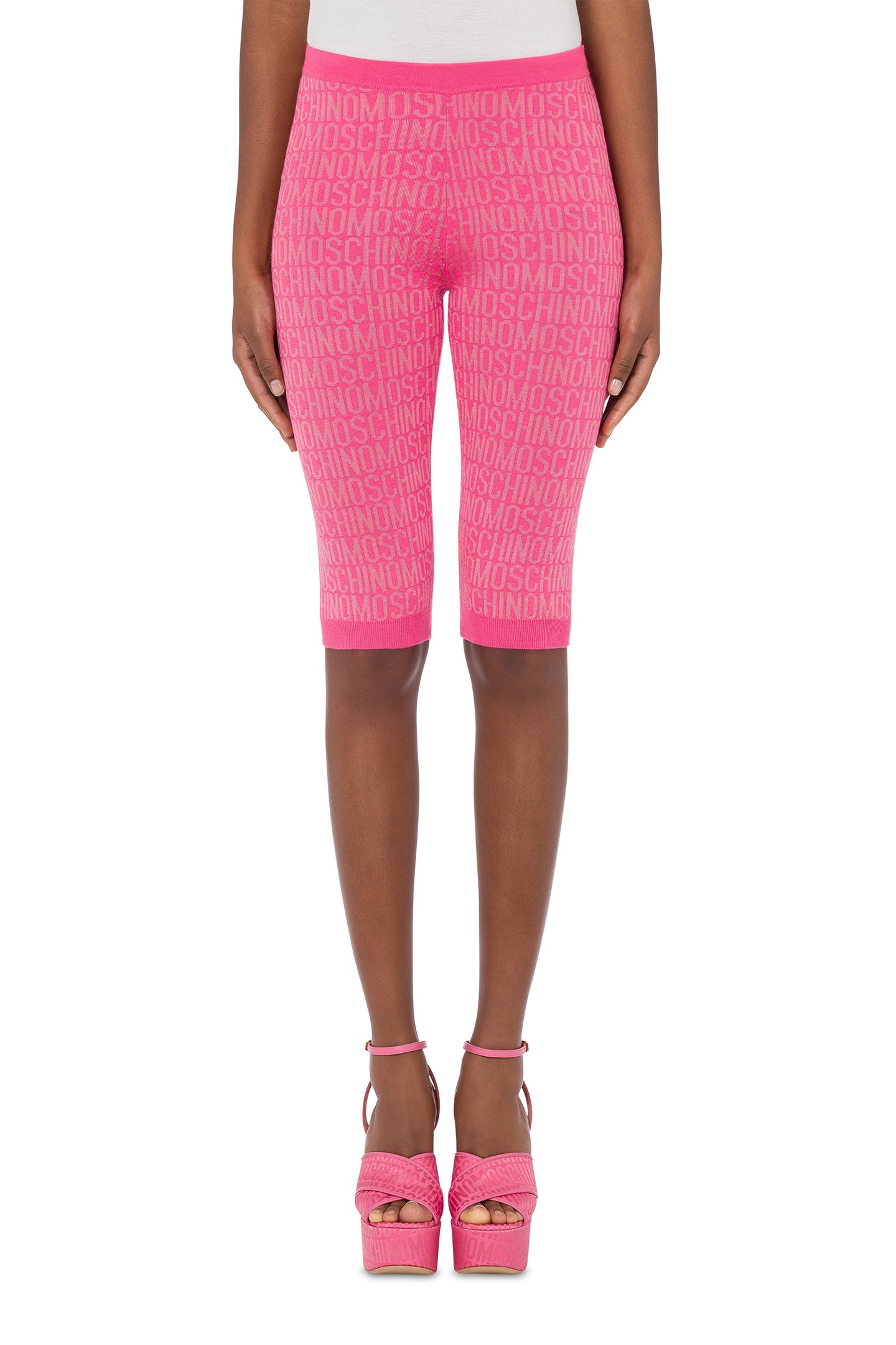 ALLOVER LOGO WOOL LEGGINGS PINK by Moschino