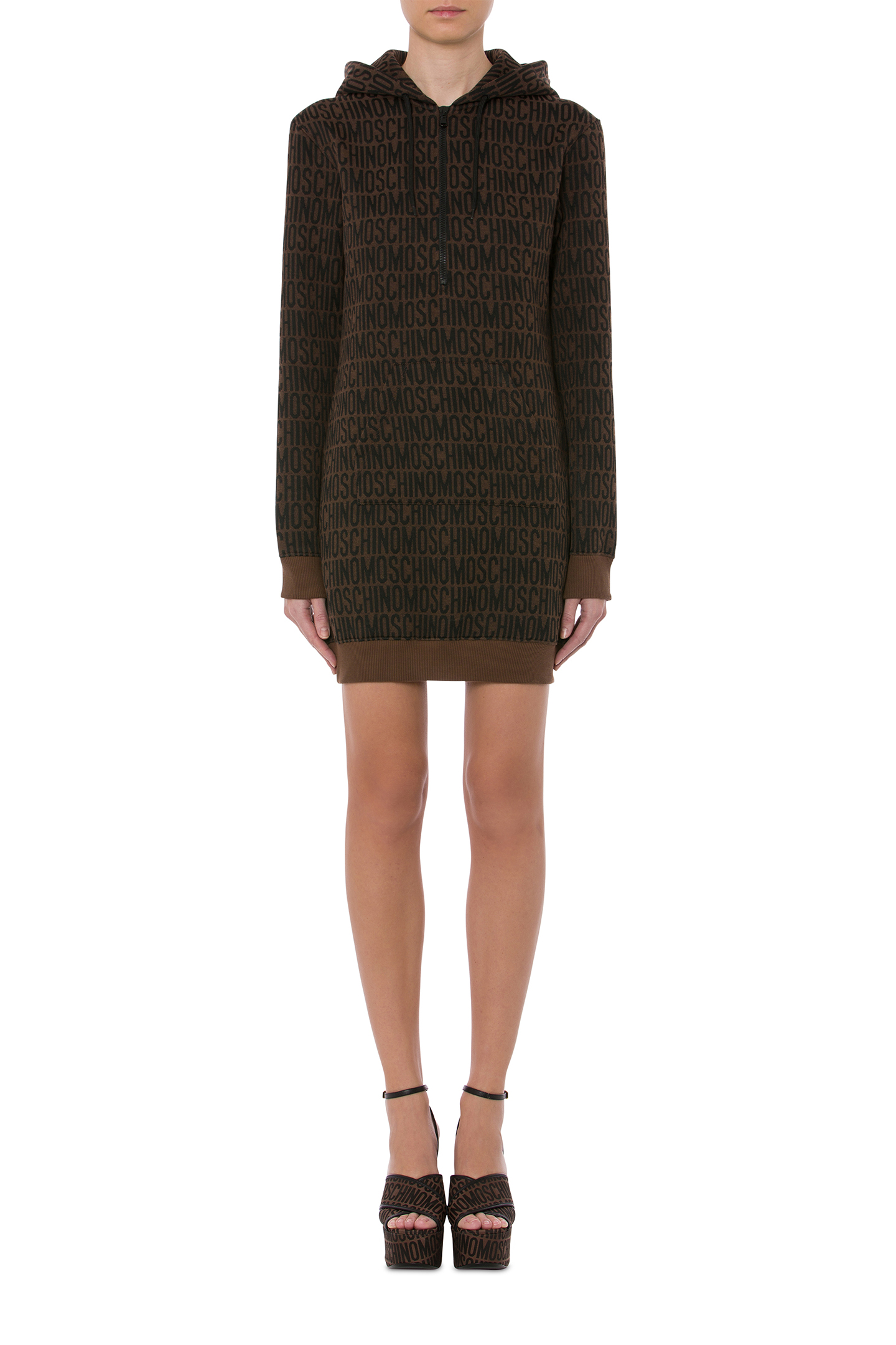 ALLOVER LOGO SWEAT DRESS BROWN 1