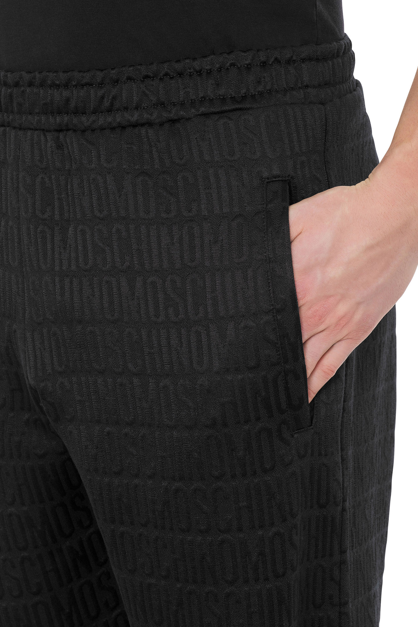 ALLOVER LOGO JACQUARD FLEECE JOGGERS BLACK 4