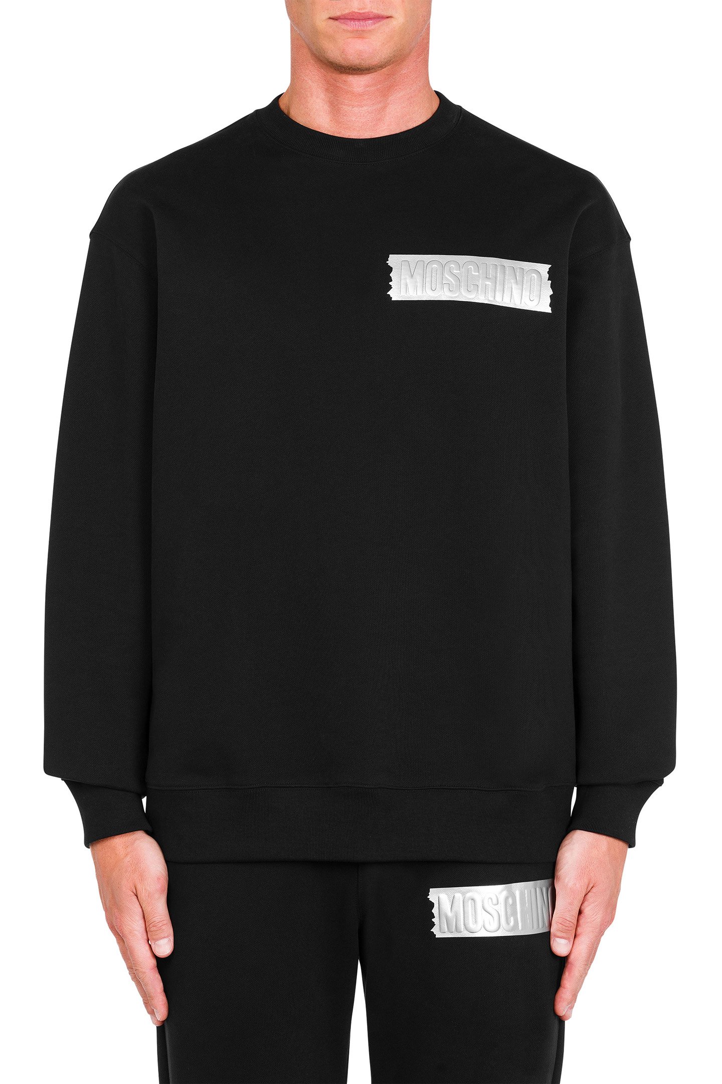 SILVER LOGO ORGANIC COTTON SWEATSHIRT BLACK 1