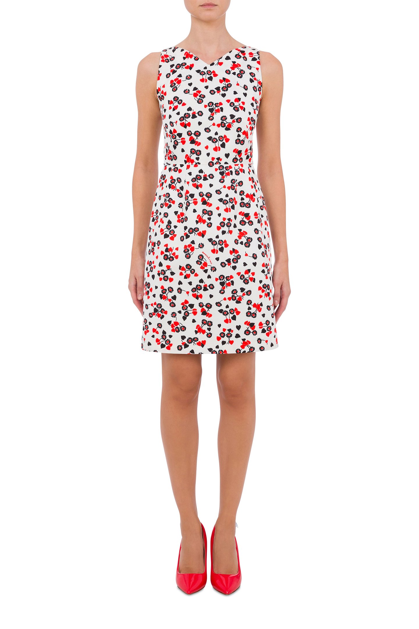 ALLOVER HEARTS & FLOWERS OTTOMAN DRESS WHITE 1