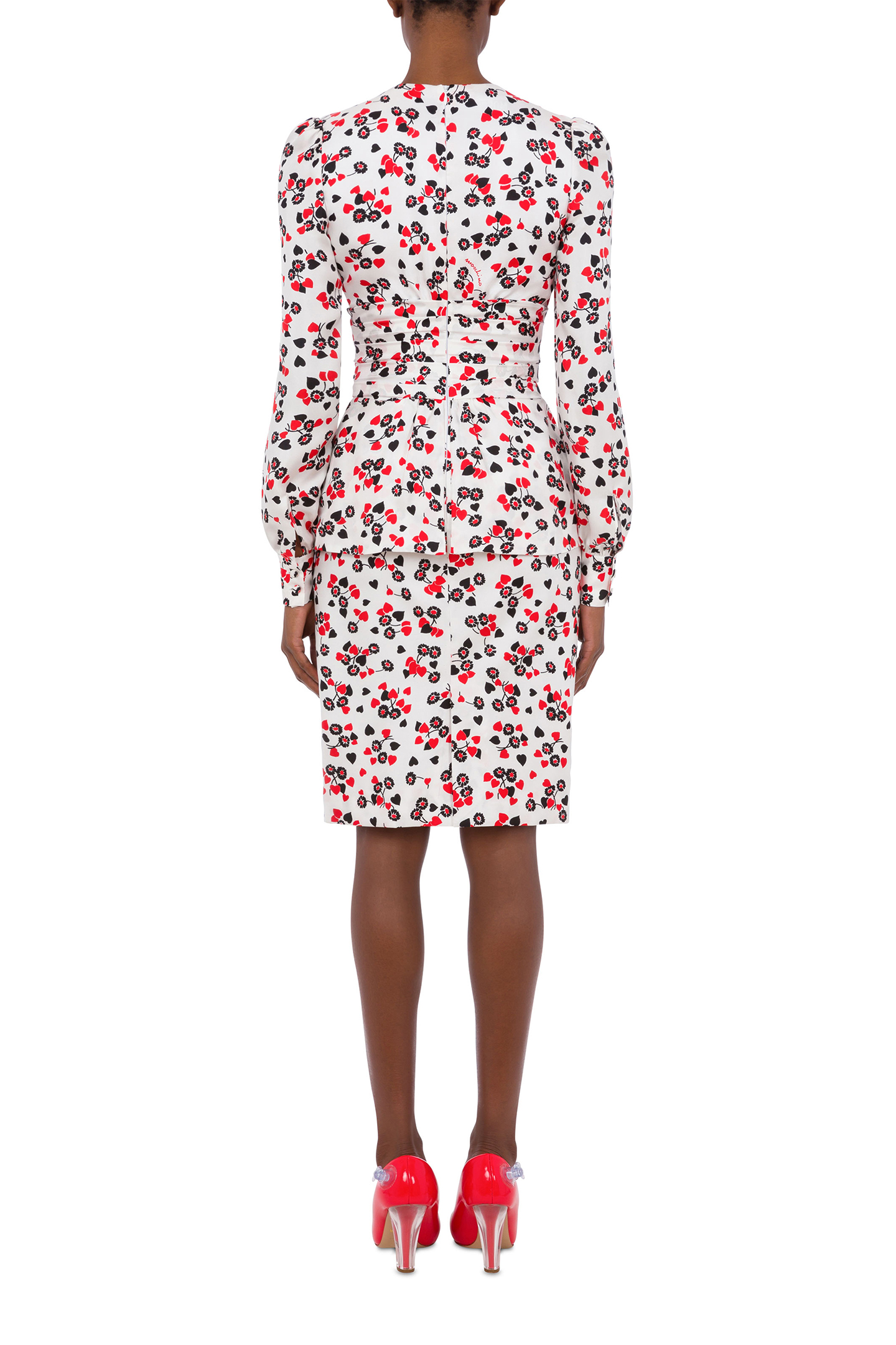 ALLOVER HEARTS SILK TWILL DRESS WHITE 2