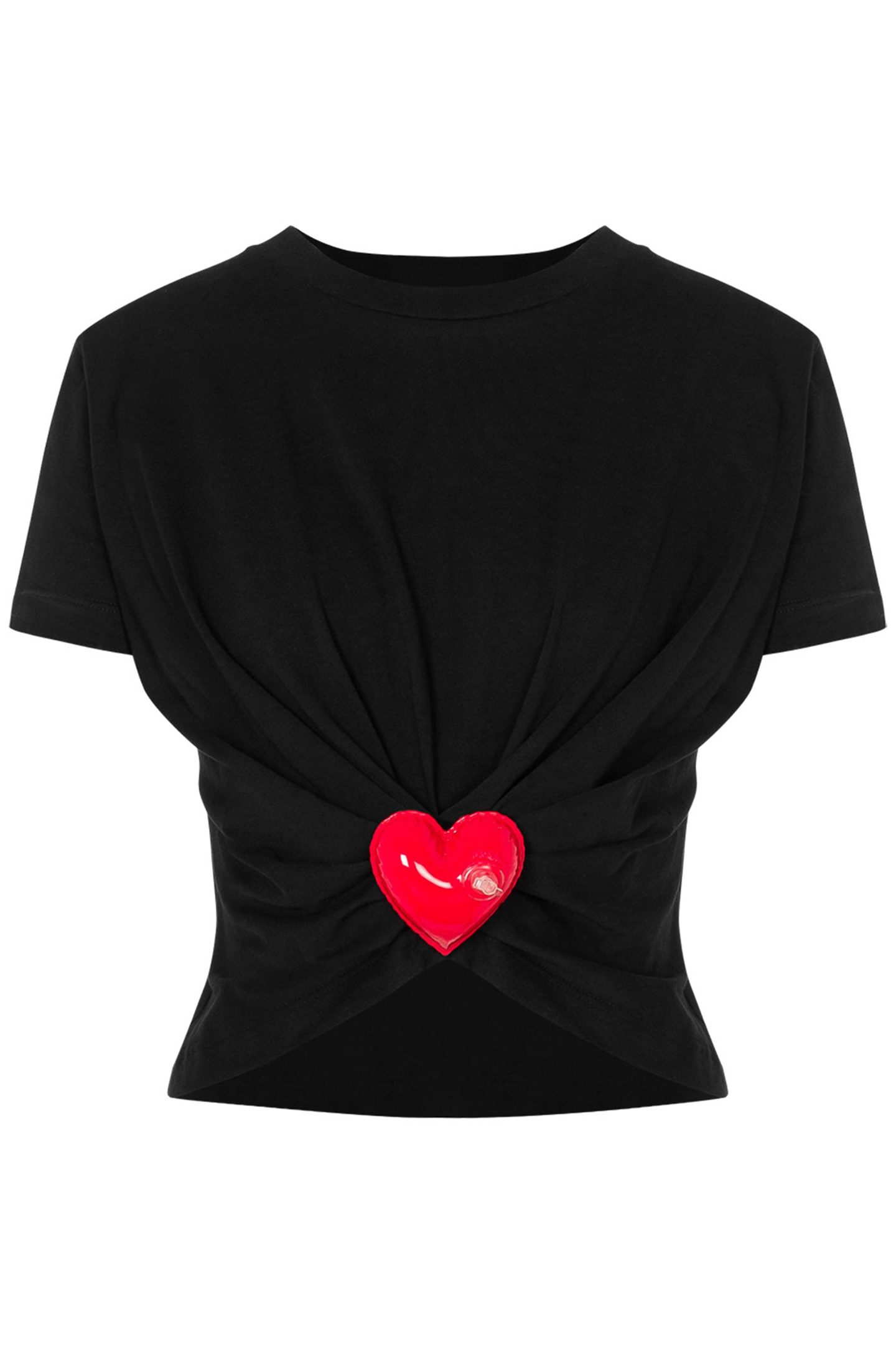 INFLATABLE HEART ORGANIC JERSEY CROPPED T-SHIRT BLACK 3