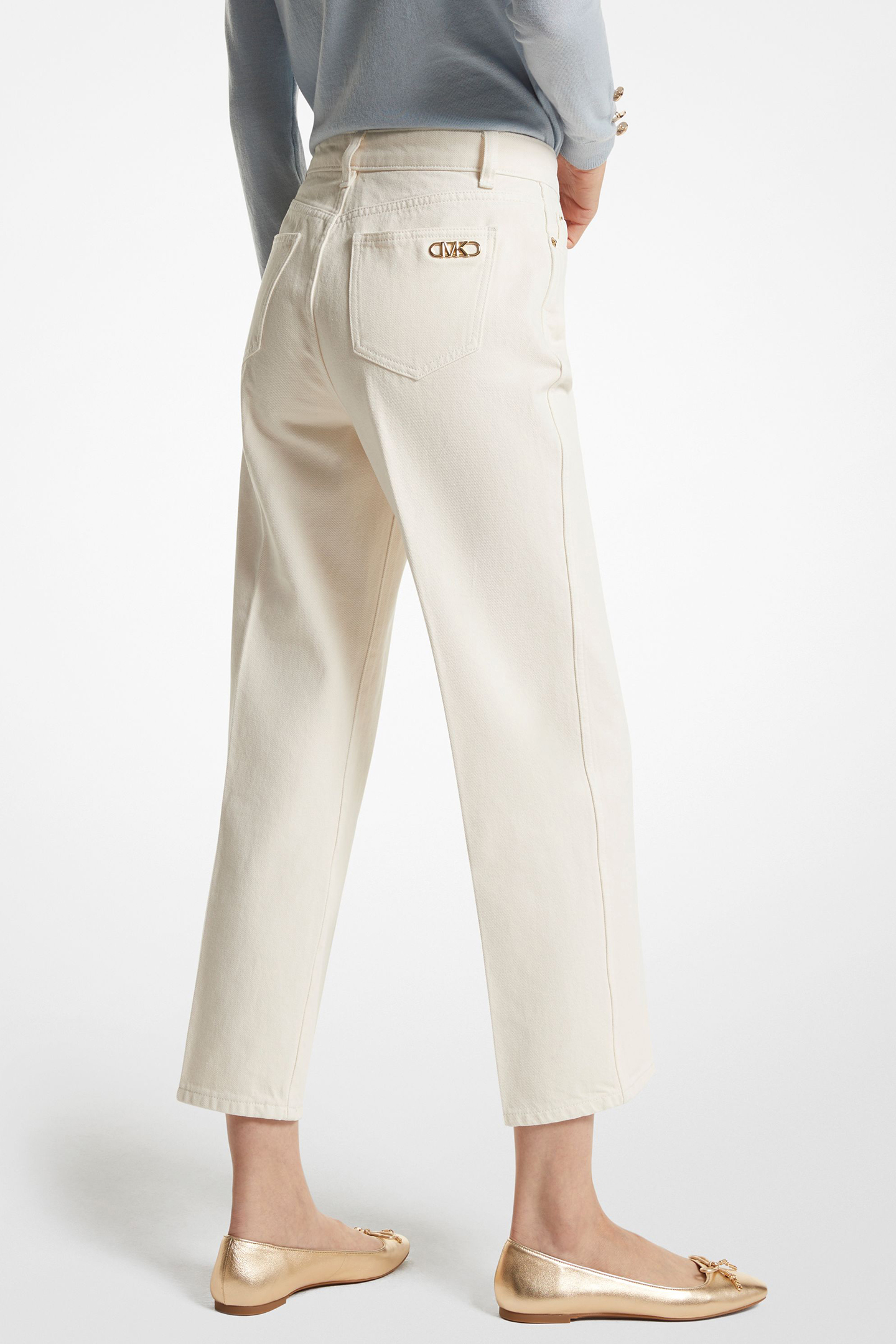 CROPPED FLARE JEAN IN ECRU CREAM 2