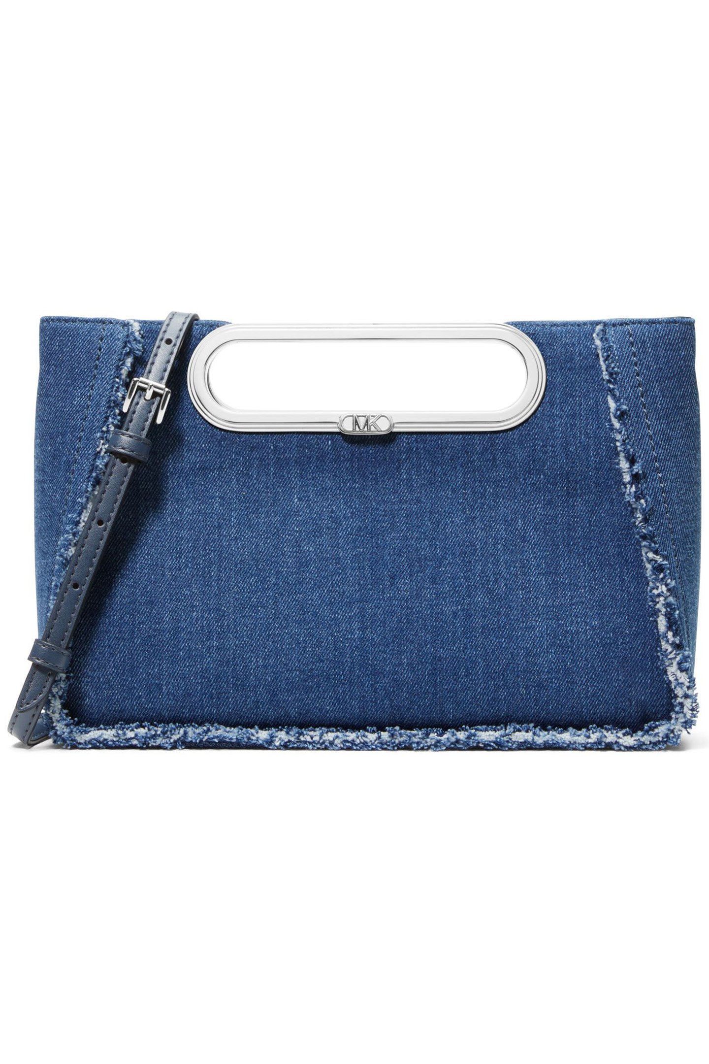 CLUTCH BAG IN DENIM WITH FRAYED DETAIL 1