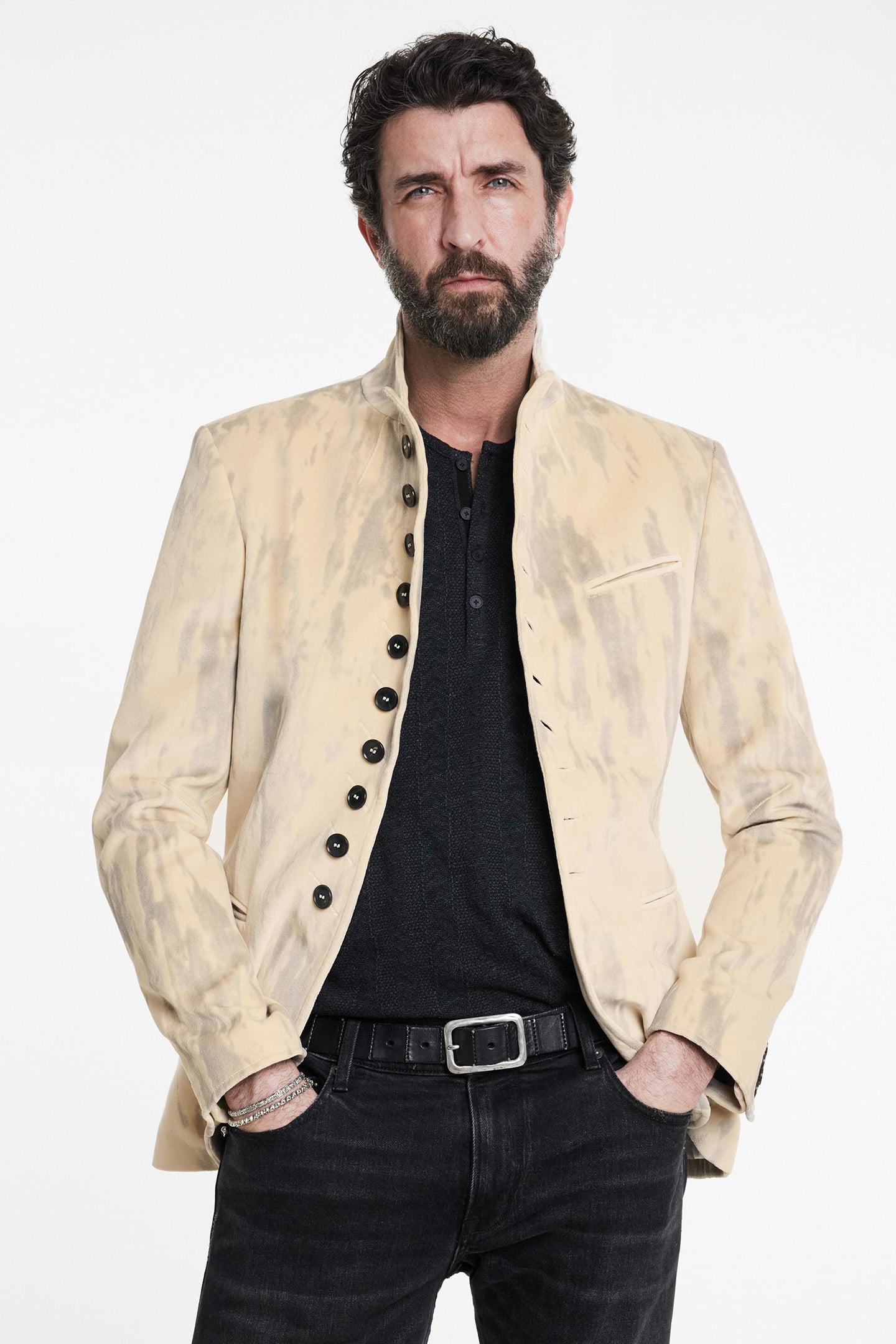 SLIM FIT CONVERTIBLE PEAK LAPEL BUTTON F WHEAT 1