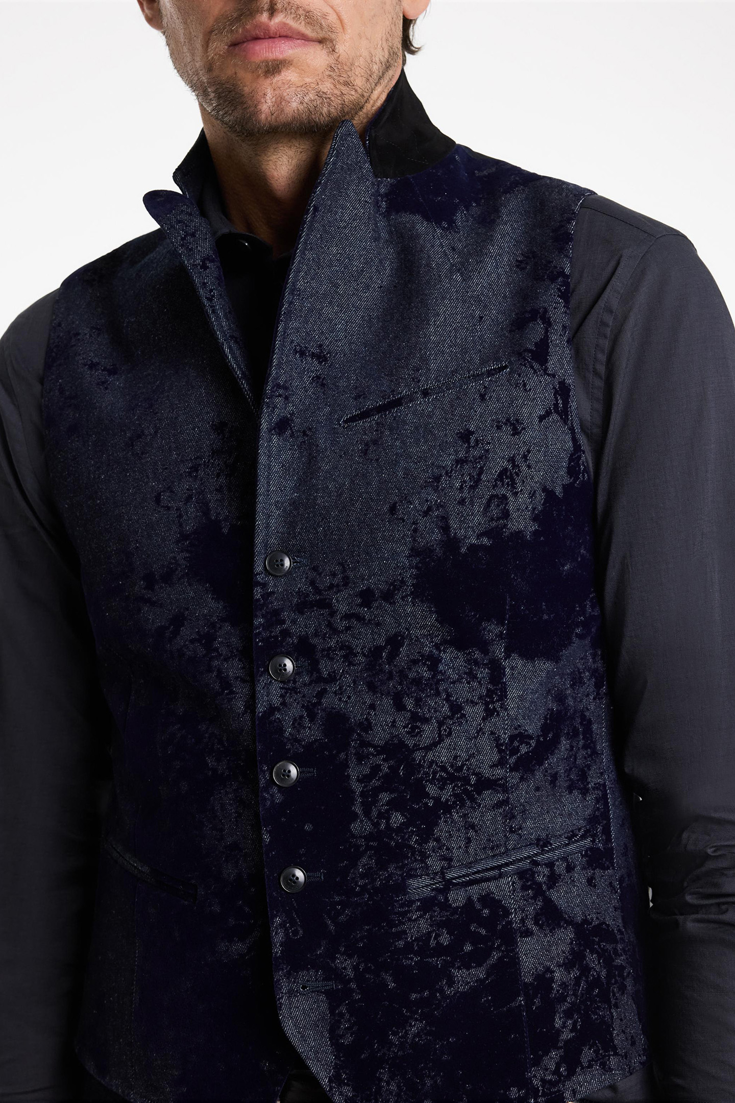 SLIM FIT PEAK LAPEL VEST WITH WIRE INSERT INK BLUE 3