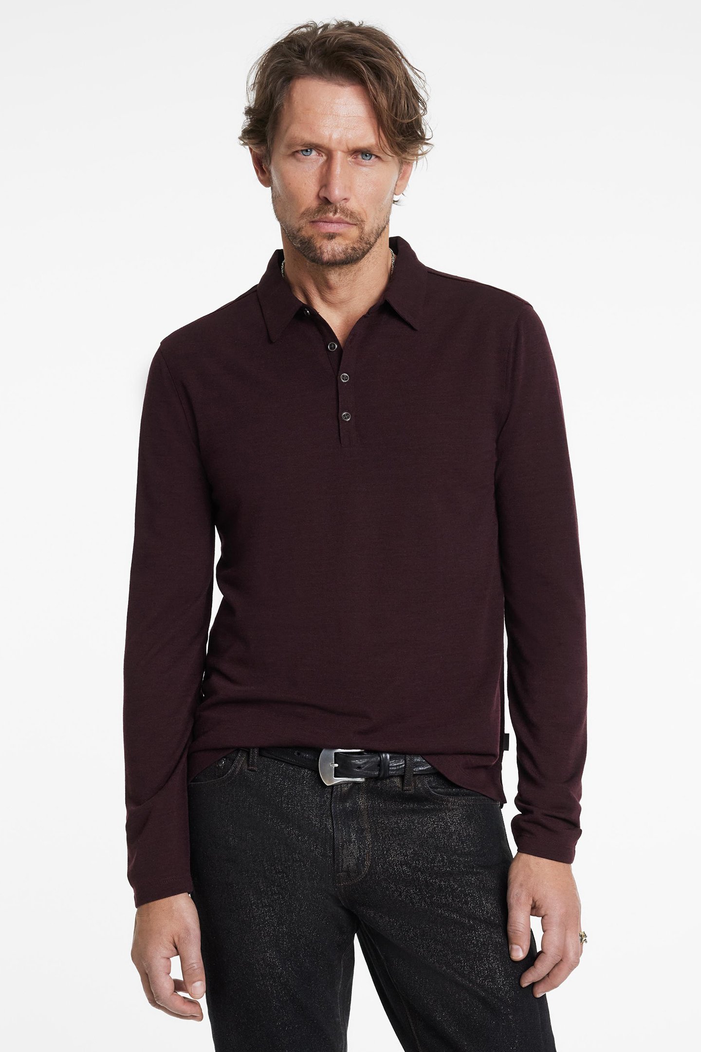 MALEO REGULAR FIT LS POLO MERLOT 1