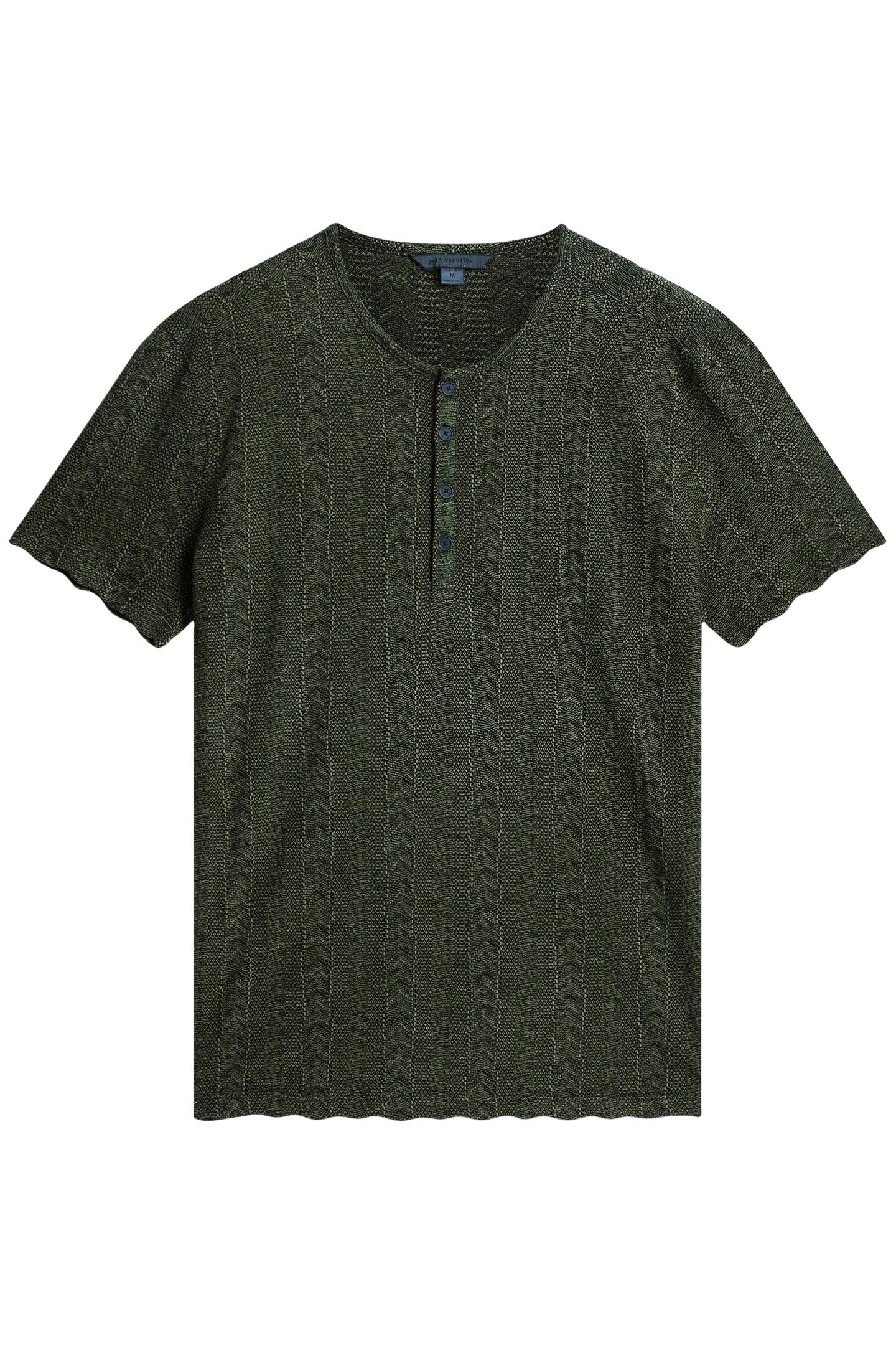 MADOC SS HENLEY IN TEXTURE JACQUARD SEAWEED 2