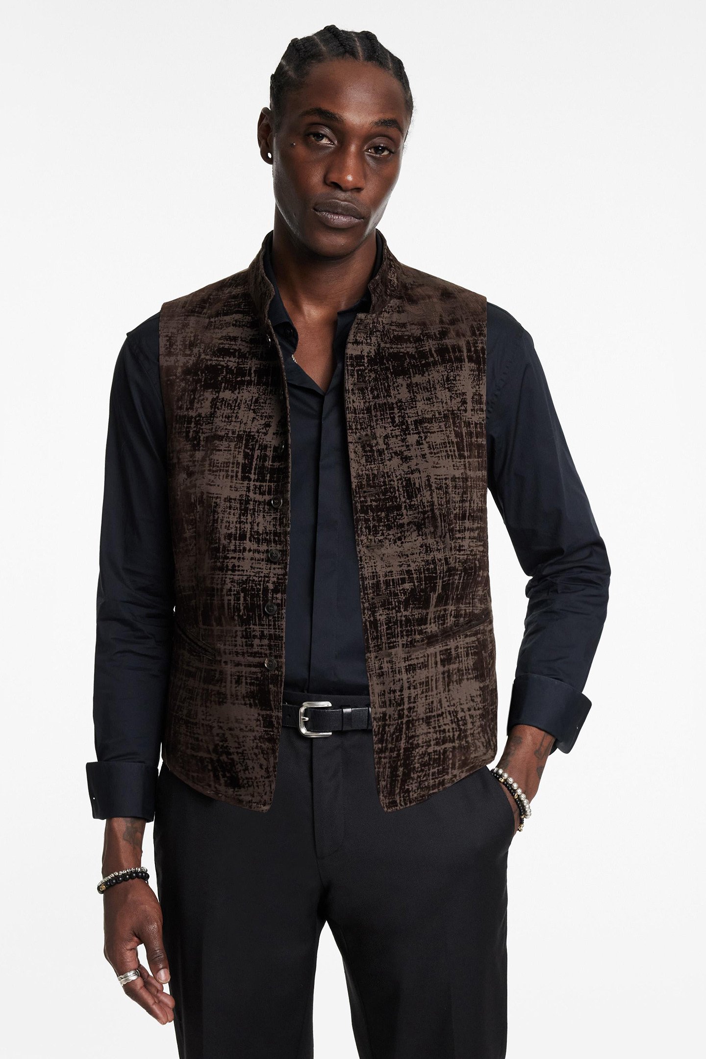 GLYNN VEST - BUTTON FRONTCLOUSRE VEST OLD BARK 1