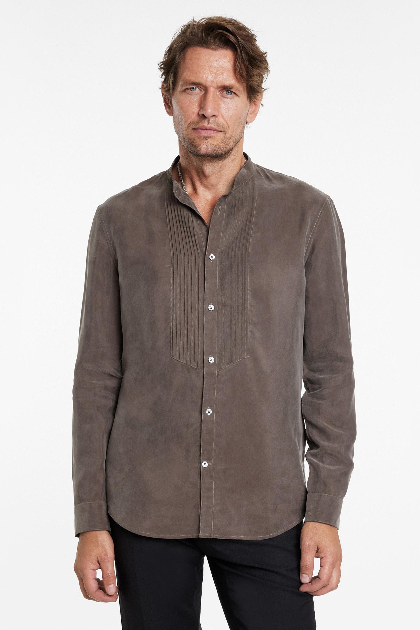 HANOVER SHIRT - SLIM FIT SHIRT WITH BAND OLD BARK 1