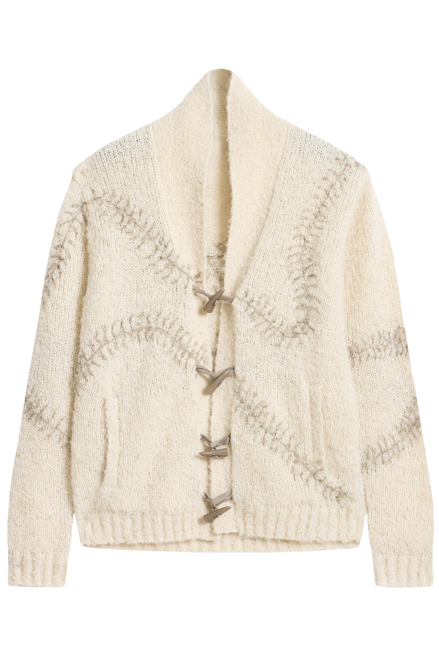 OSWALD LS SNAKE FOSSIL TOGGLE CARDIGAN WINTER WHITE 2