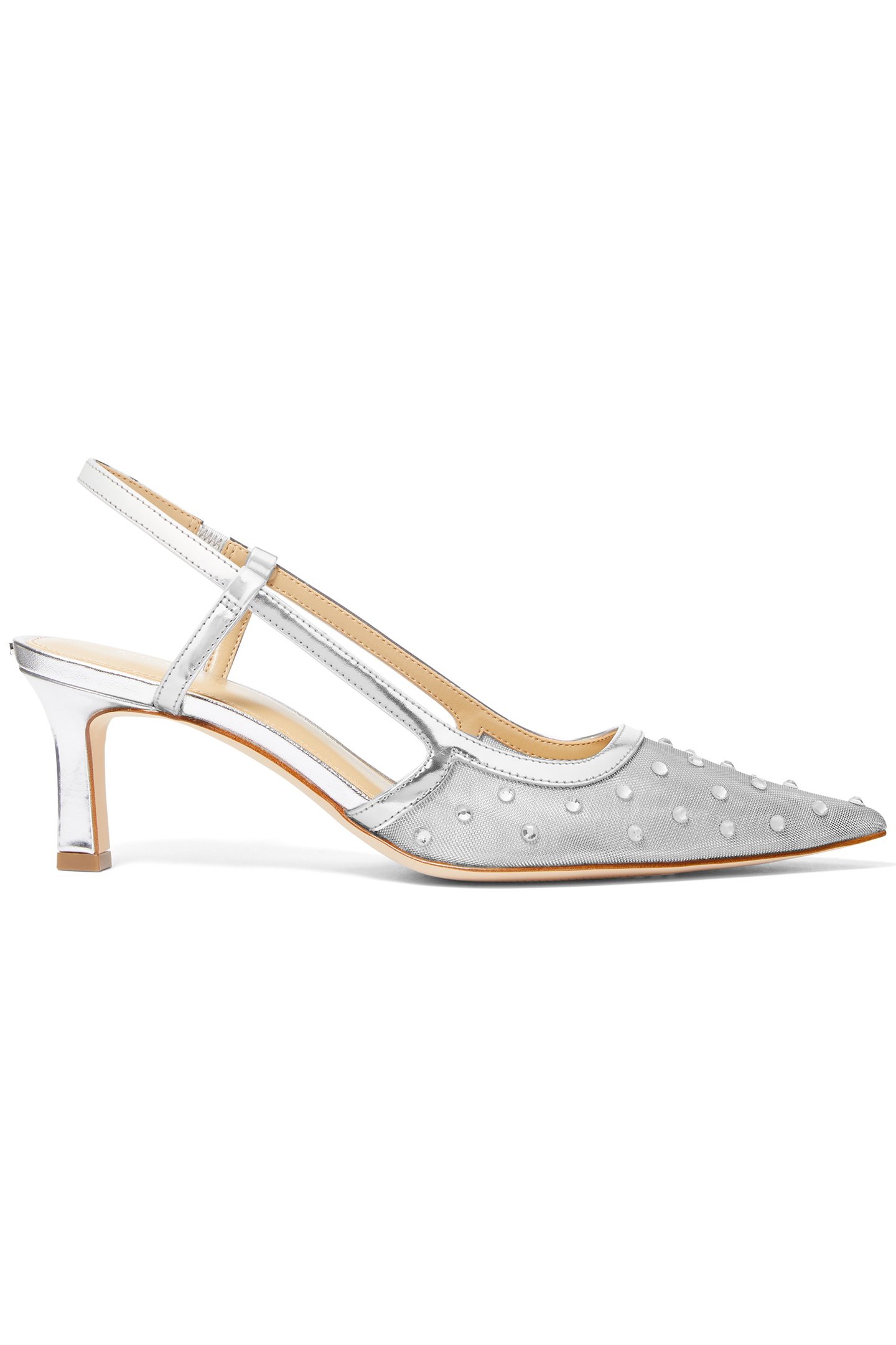 ALORA SLINGBACK MID HEEL SHOE WITH GEMS IN SILVER 1