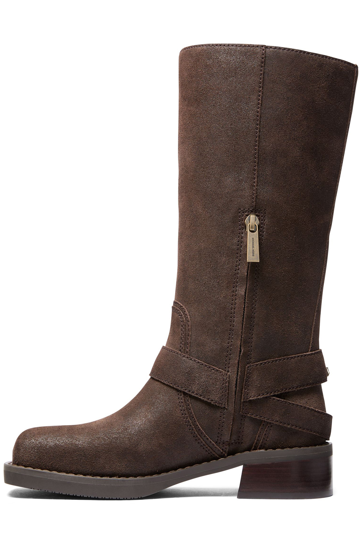 CROSBY GOLD BUCKLE DETAIL BIKER BOOT IN CHOCOLATE BROWN 5