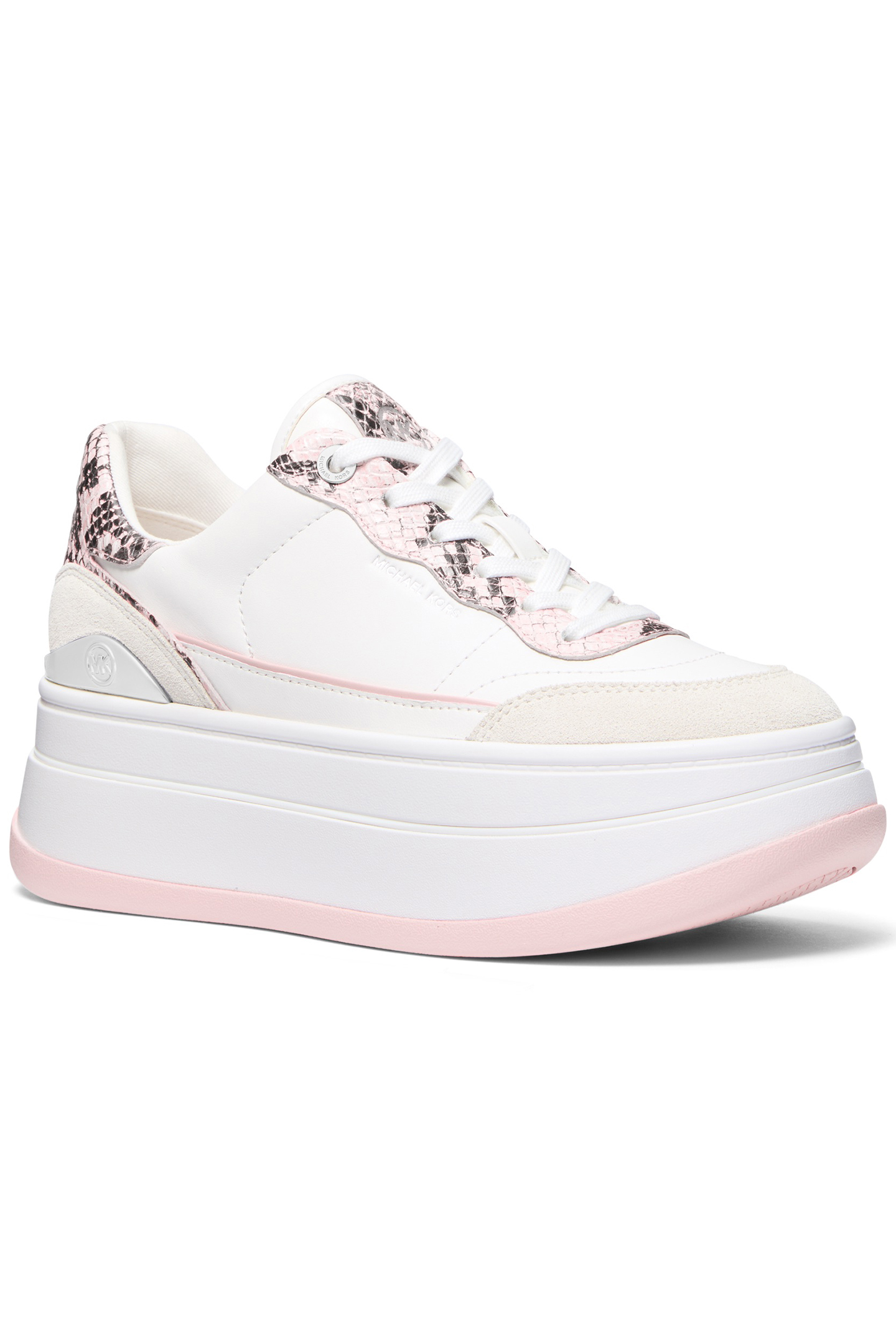 HAYES LACE UP TRAINER IN WHITE AND PINK 2