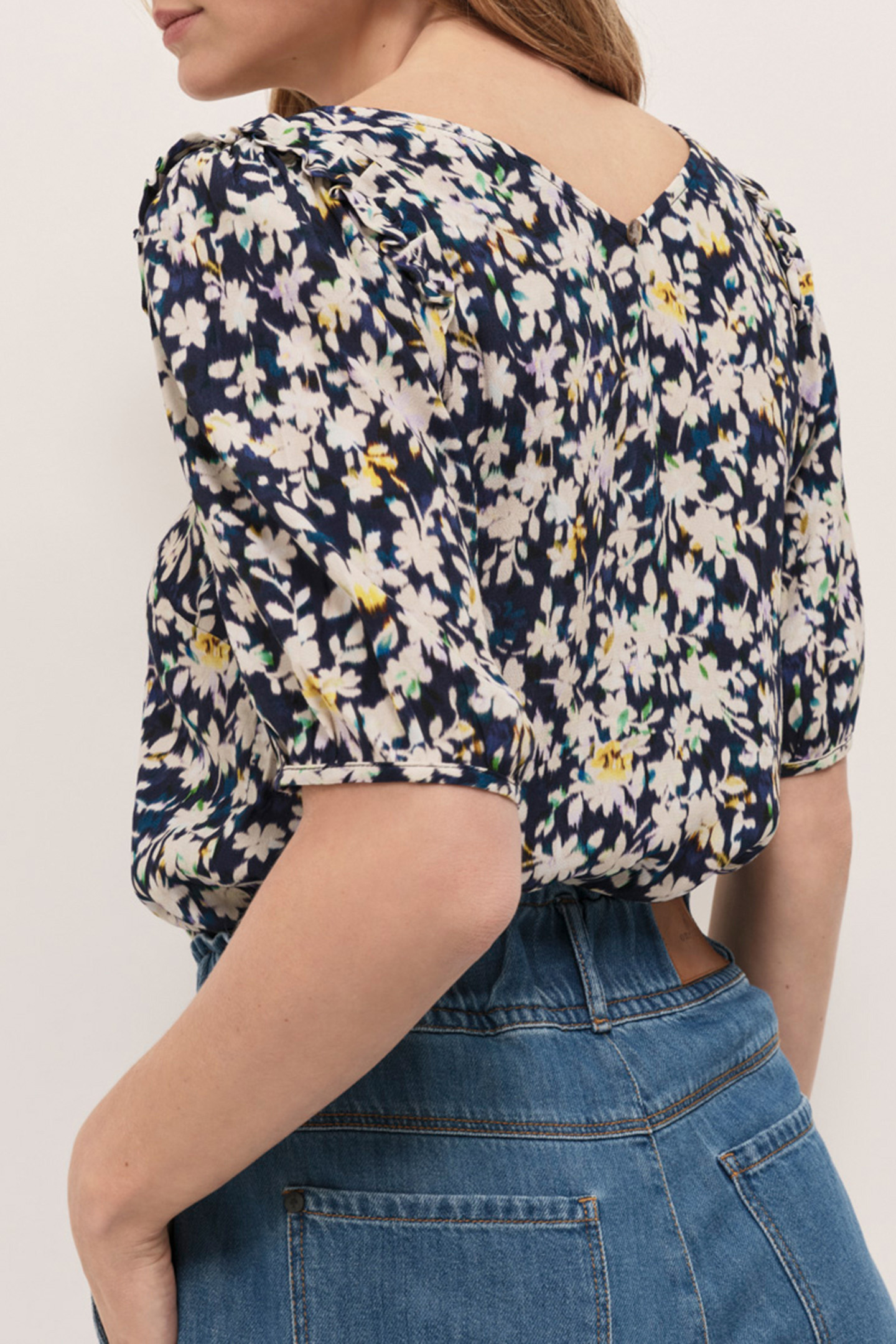 CABANA - NAVY TOP WITH FLORAL ILLUSION PRINT 2
