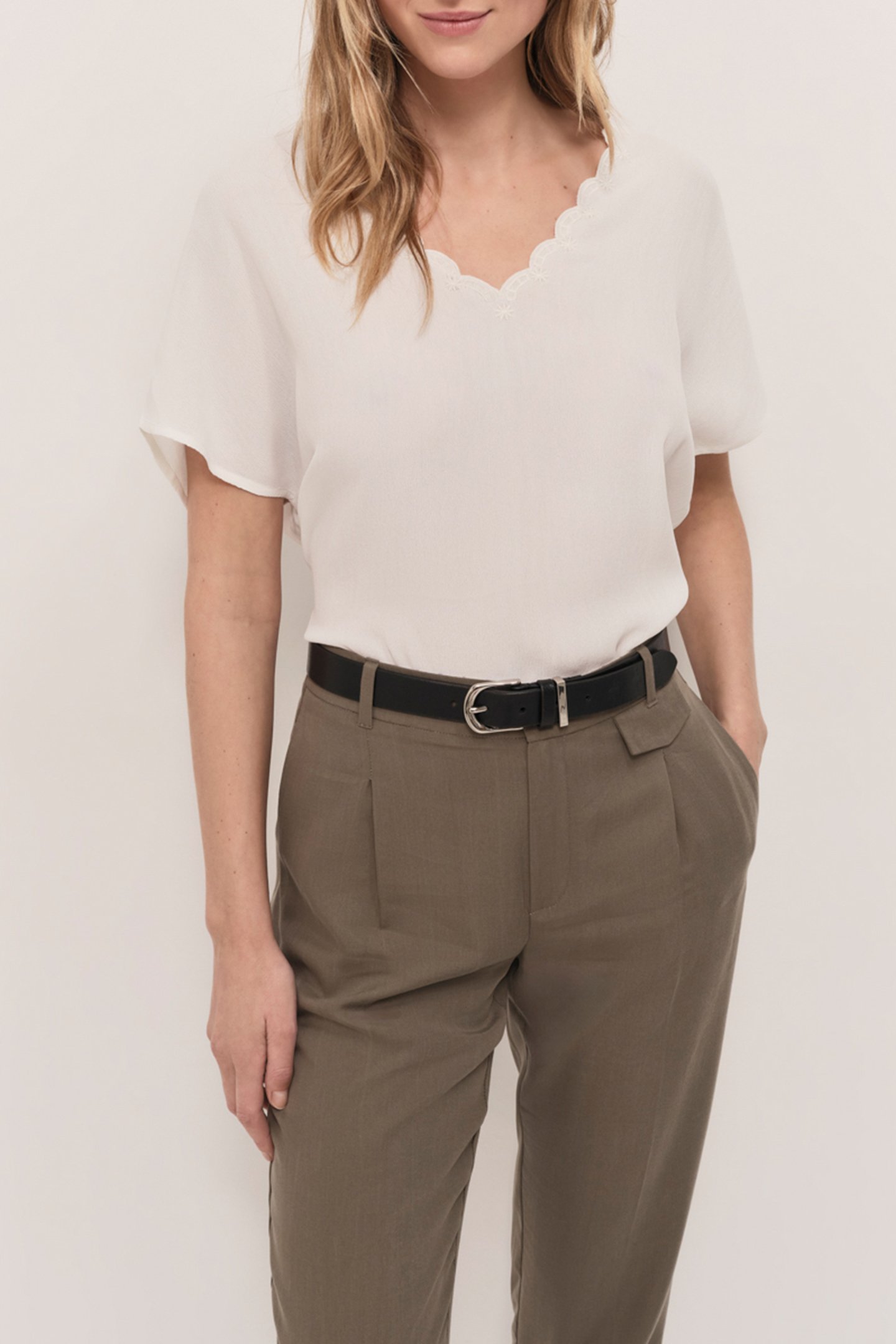 CATALIA - OFF WHITE TOP WITH TONE-ON-TONE EMBROIDERY 1