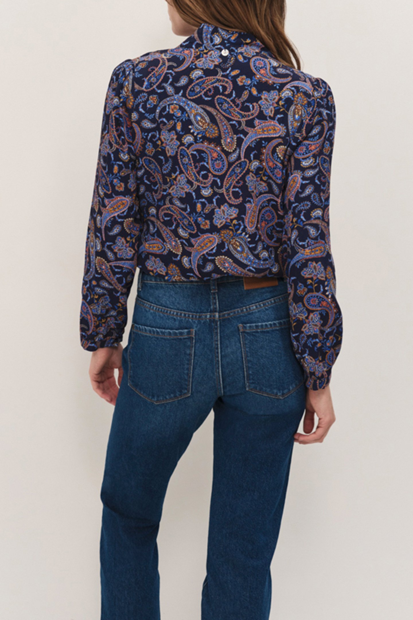CARA NAVY NEO CASHMERE PRINT BLOUSE 2