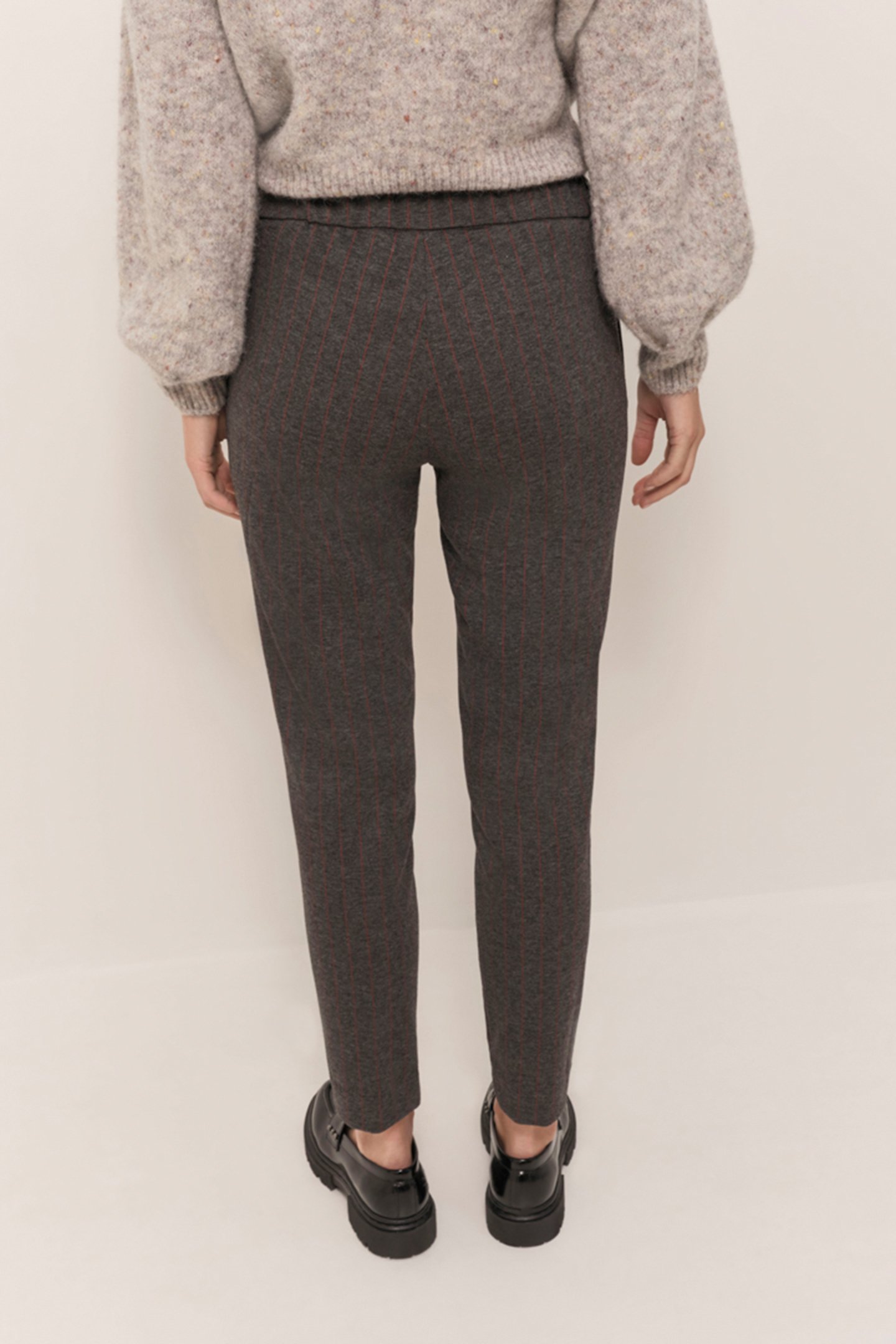 PAN - CHARCOAL GREY MILANO KNITTED CIGARETTE TROUSERS WITH 7 2