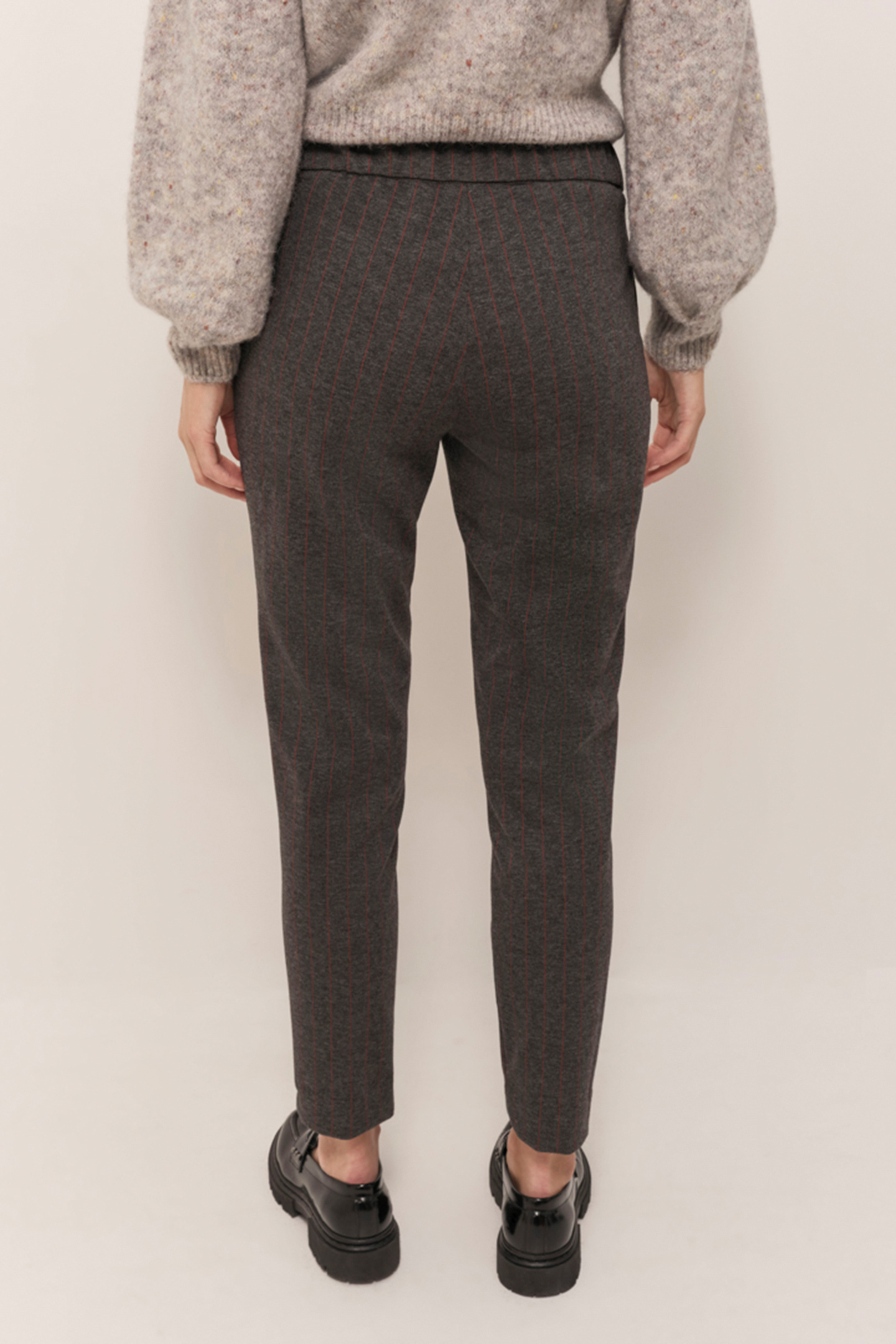 PAN - CHARCOAL GREY MILANO KNITTED CIGARETTE TROUSERS WITH 7 7