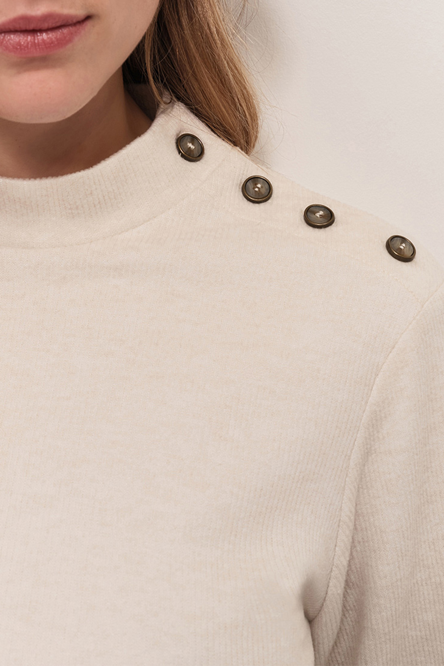 RAVEN - DRESS IN ECRU INTERLOCK FLAT RIB KNIT 5