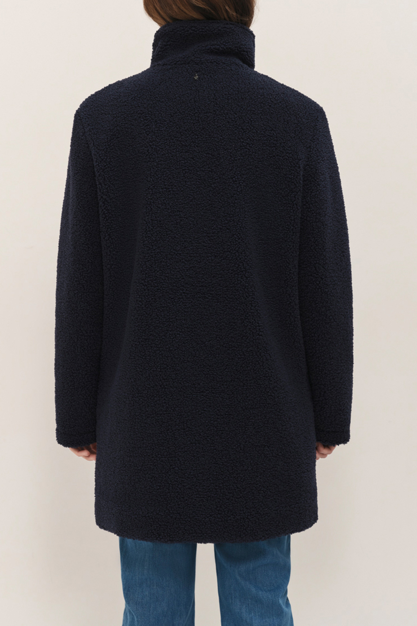 DIANA - NAVY SHERPA BOUCLETTE MID-LENGTH COAT 2