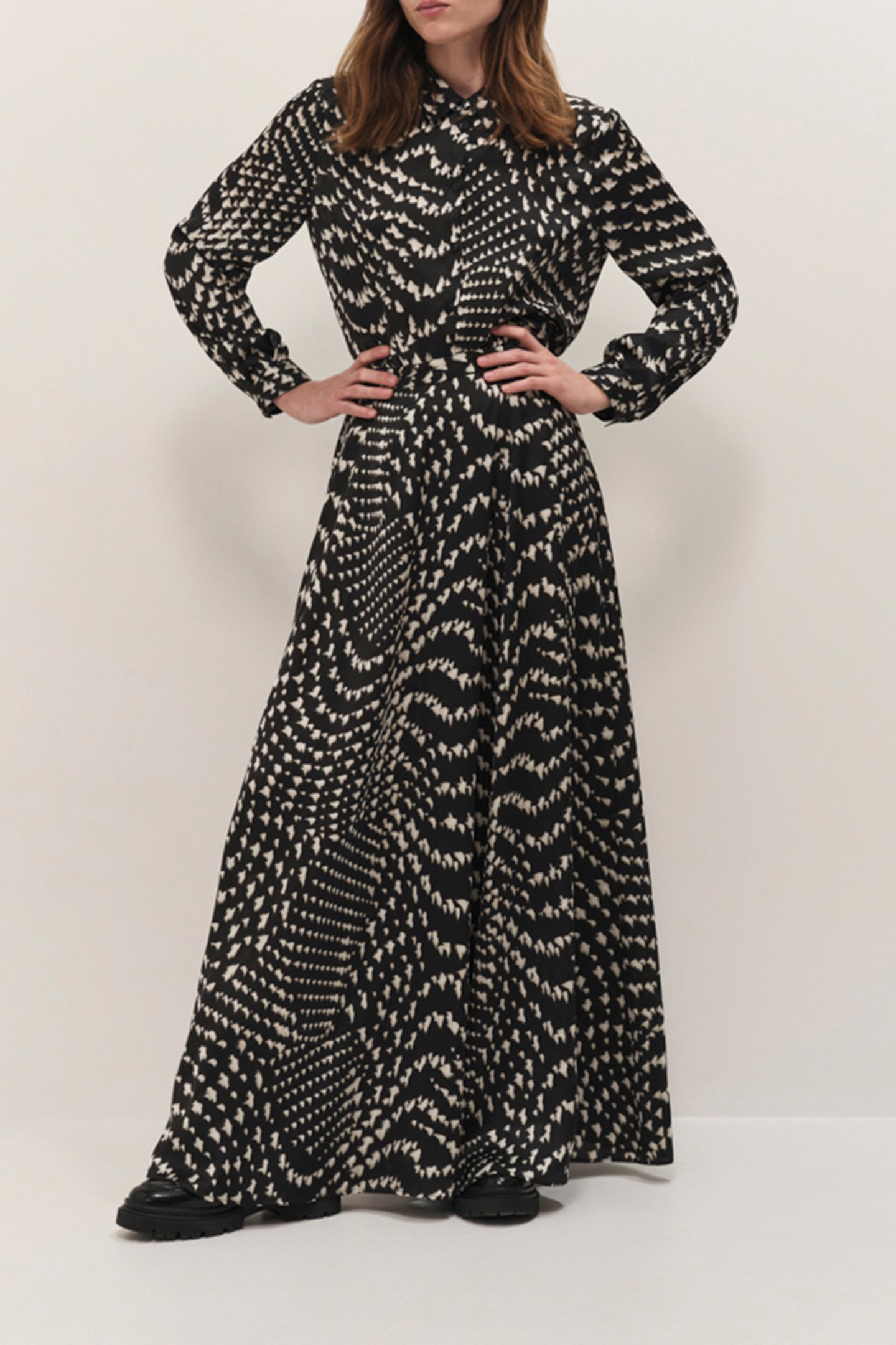 CHRISTA - BLACK OPTICAL PRINT SHIRT 1