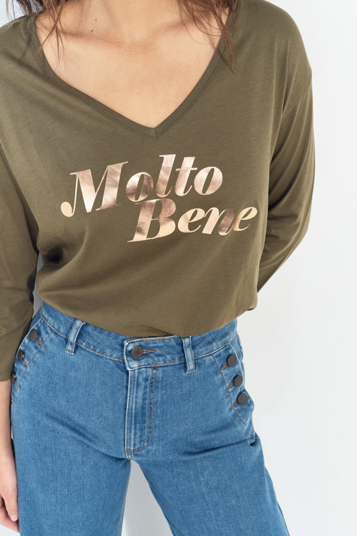 MEZZO - KHAKI METALLIC MESSAGE T-SHIRT 3