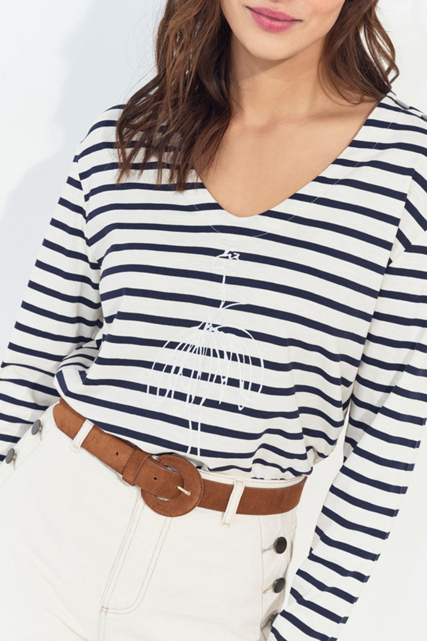 MARA - SAILOR'S T-SHIRT IN ORGANIC COTTON WITH SEQUINED VISU 3