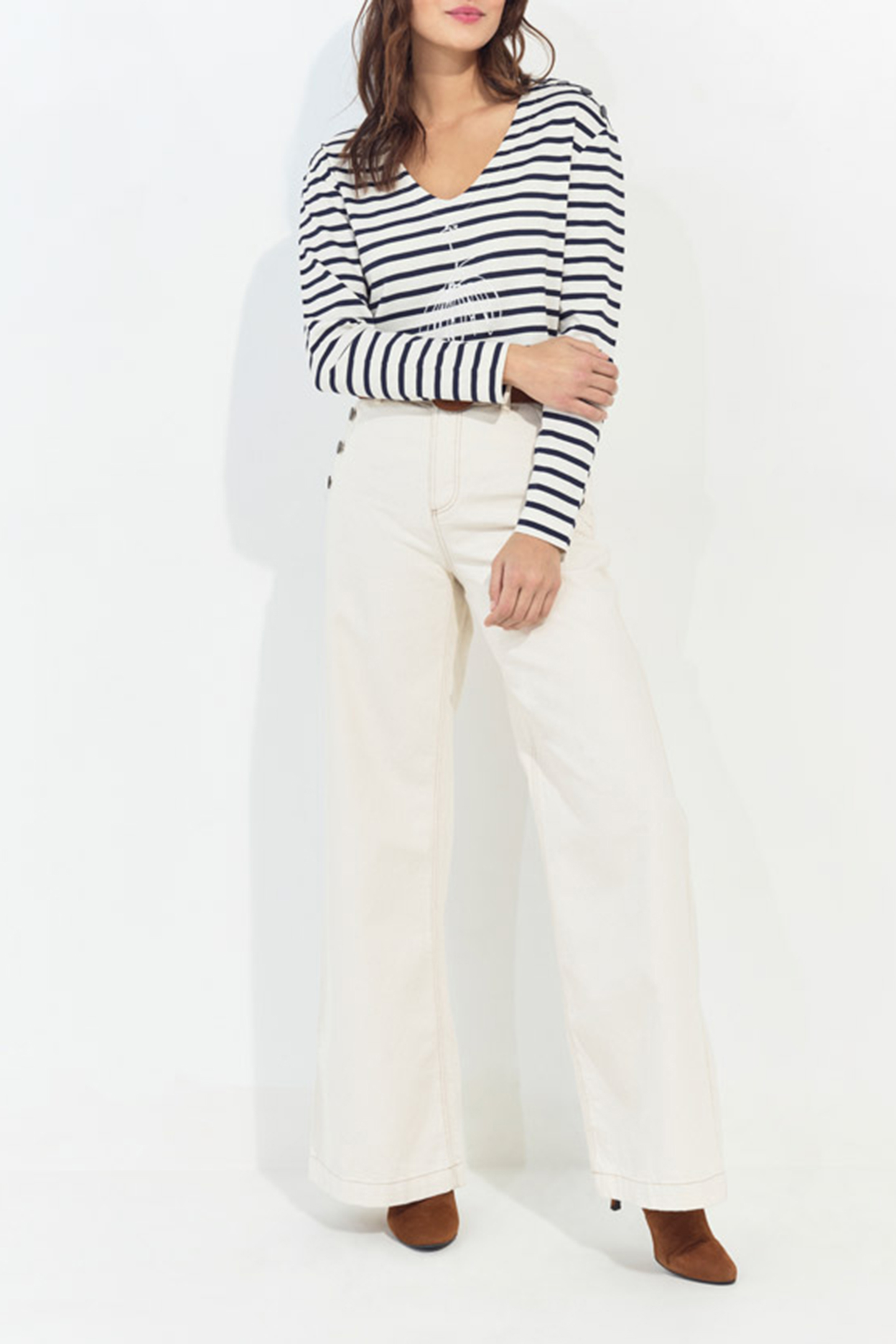 MARA - SAILOR'S T-SHIRT IN ORGANIC COTTON WITH SEQUINED VISU 2