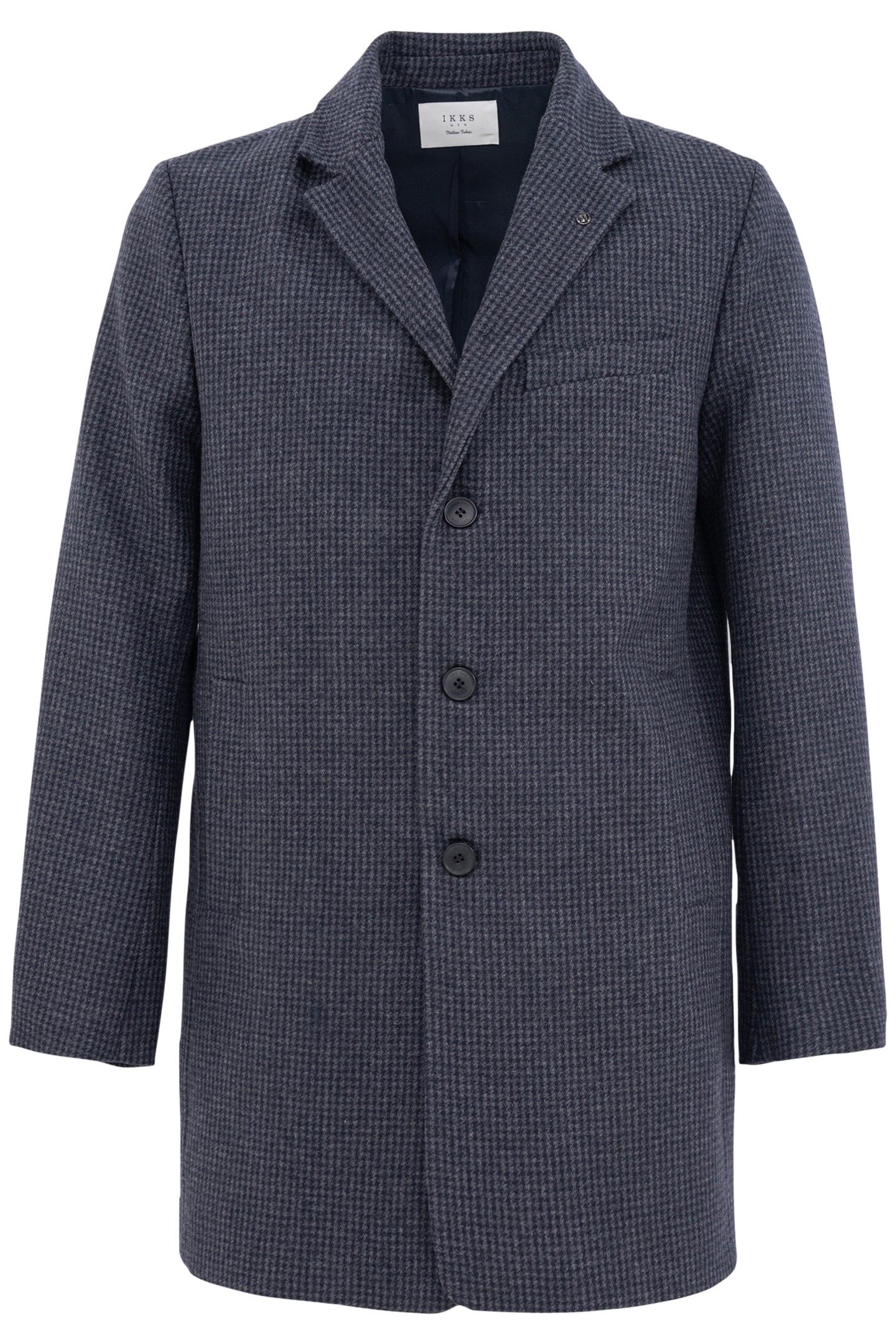 CHECK NAVY WOOL COAT 4