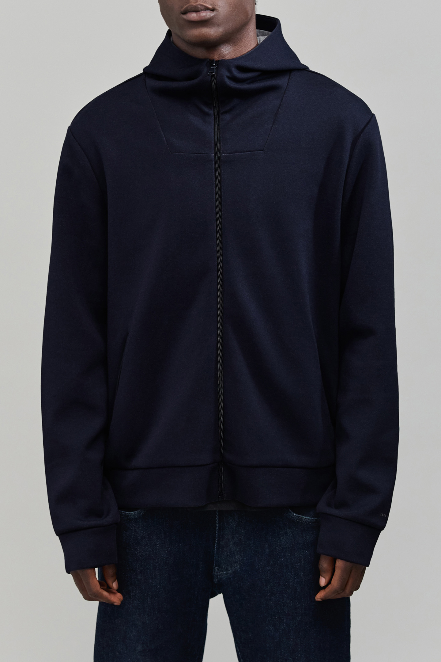 NAVY NEOPRENE ZIPPED CARDIGAN 6