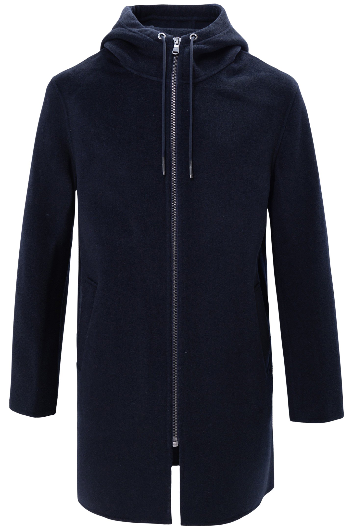 NAVY WOOL HOODED COAT 4