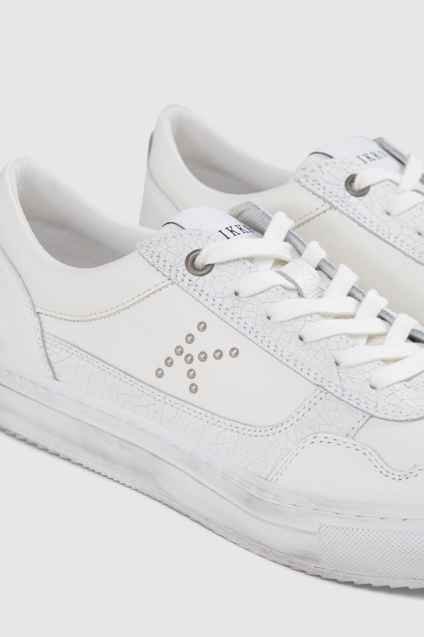 WOMEN’S WHITE LEATHER K STUDDED TRAINERS 6