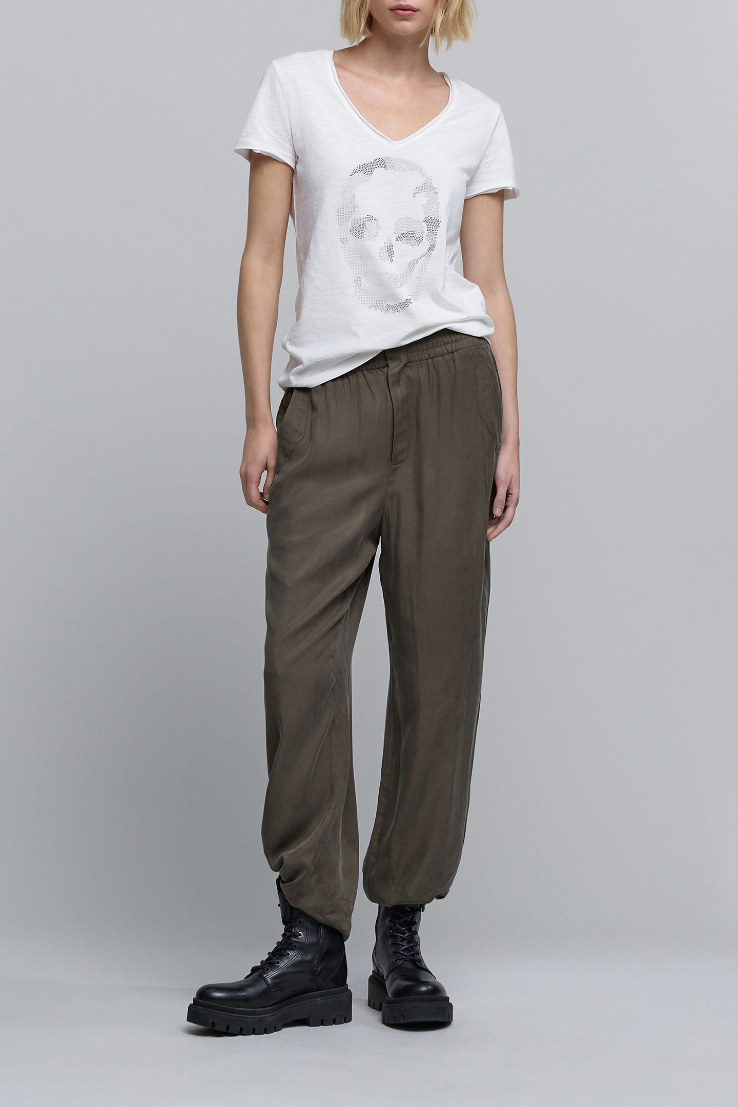 WHITE ORGANIC COTTON SKULL AND CROSSBONES T-SHIRT 3