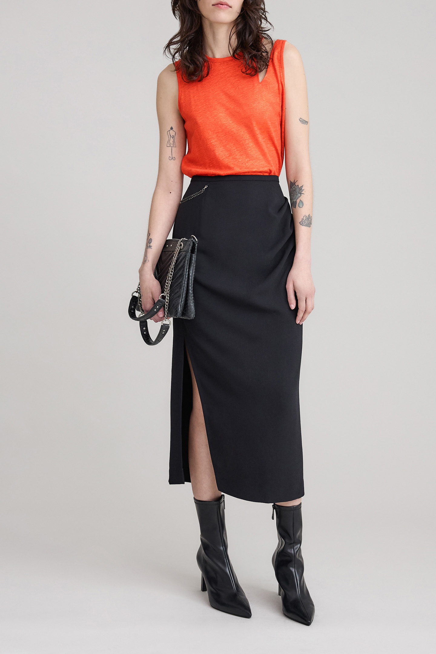 IRIDESCENT LINEN KNIT ASYMMETRICAL MELON TEE-SHIRT 3