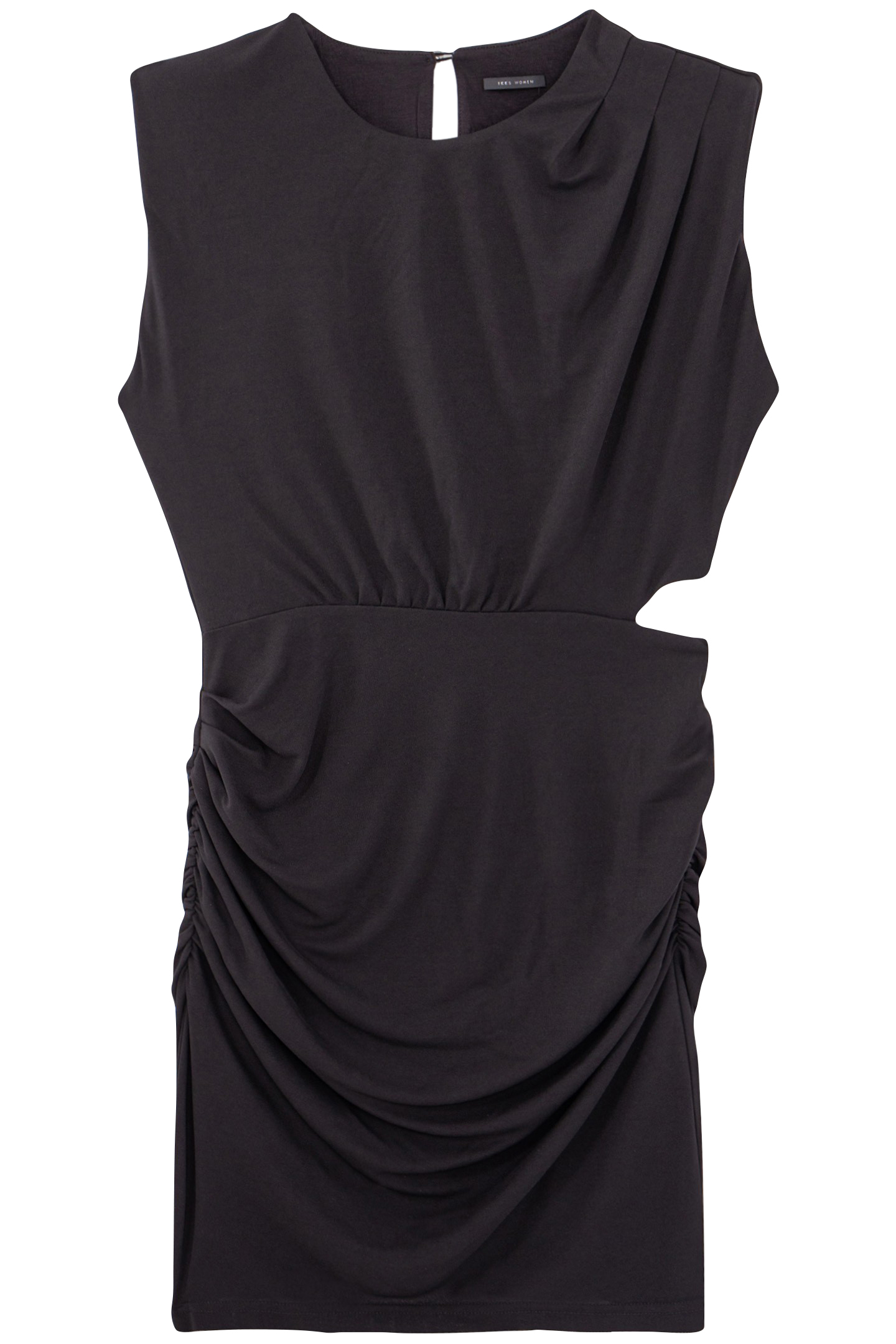 BLACK DRAPED DRESS WITH ASYMMETRICAL CUT-OUT 4