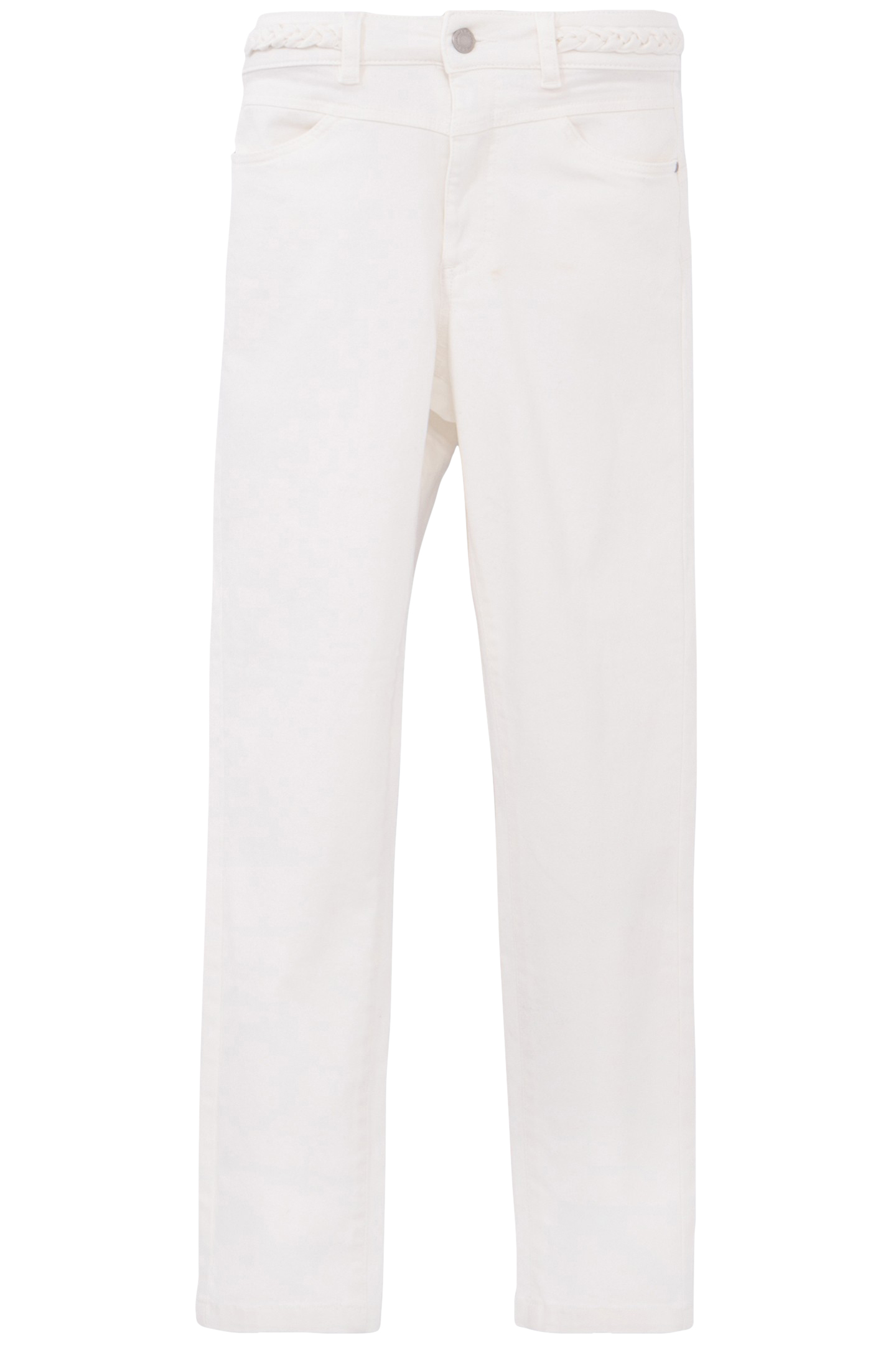 SLIM WHITE POWERSTRETCH BRAIDED BELT CROPPED JEANS 4