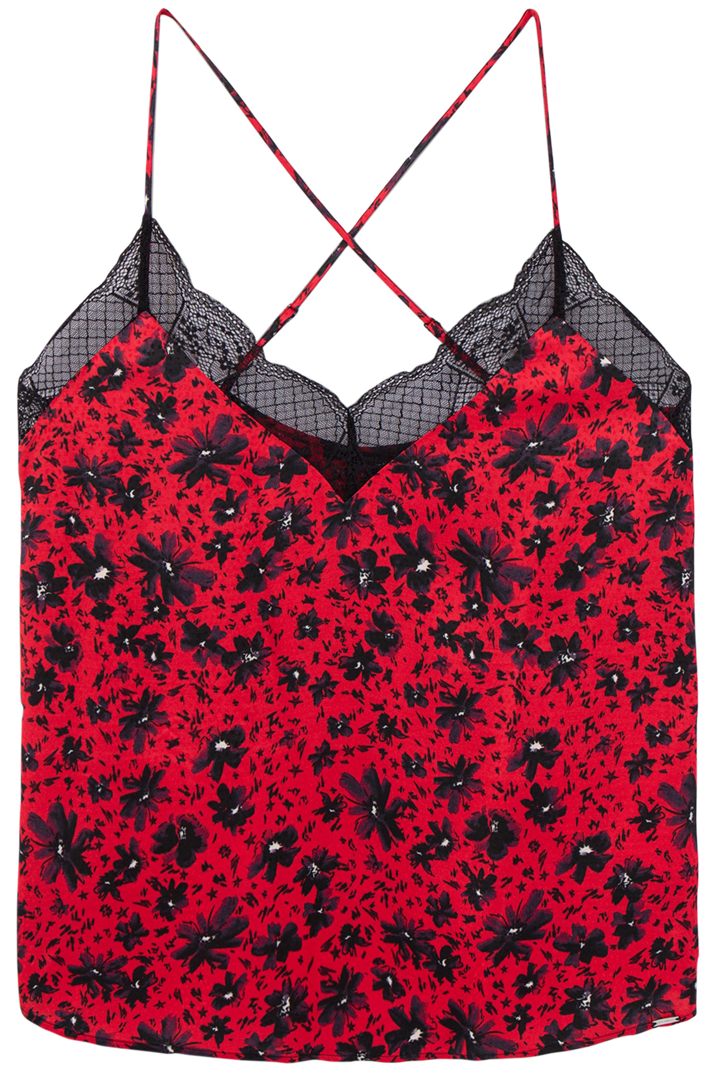RED FLORAL PRINT CAMISOLE WITH THIN STRAPS 4