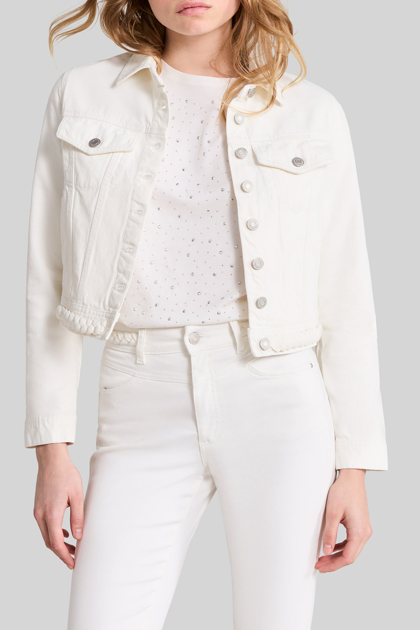 OFF-WHITE DENIM JACKET WITH BRAID DESIGN by IKKS