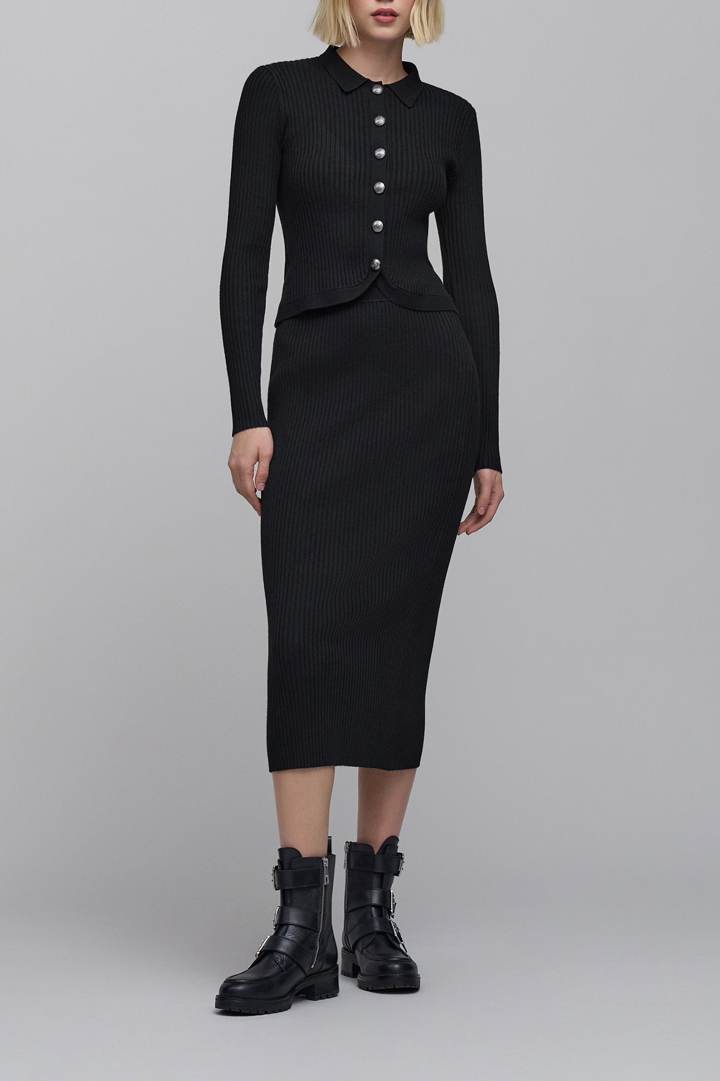 BLACK RIB-KNIT TUBE SKIRT 4