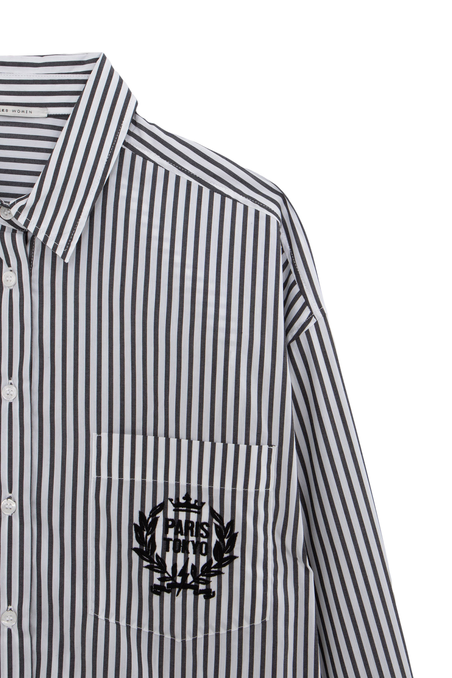 OVERSIZED BLACK SHIRT WITH STRIPES AND EMBROIDERY 6