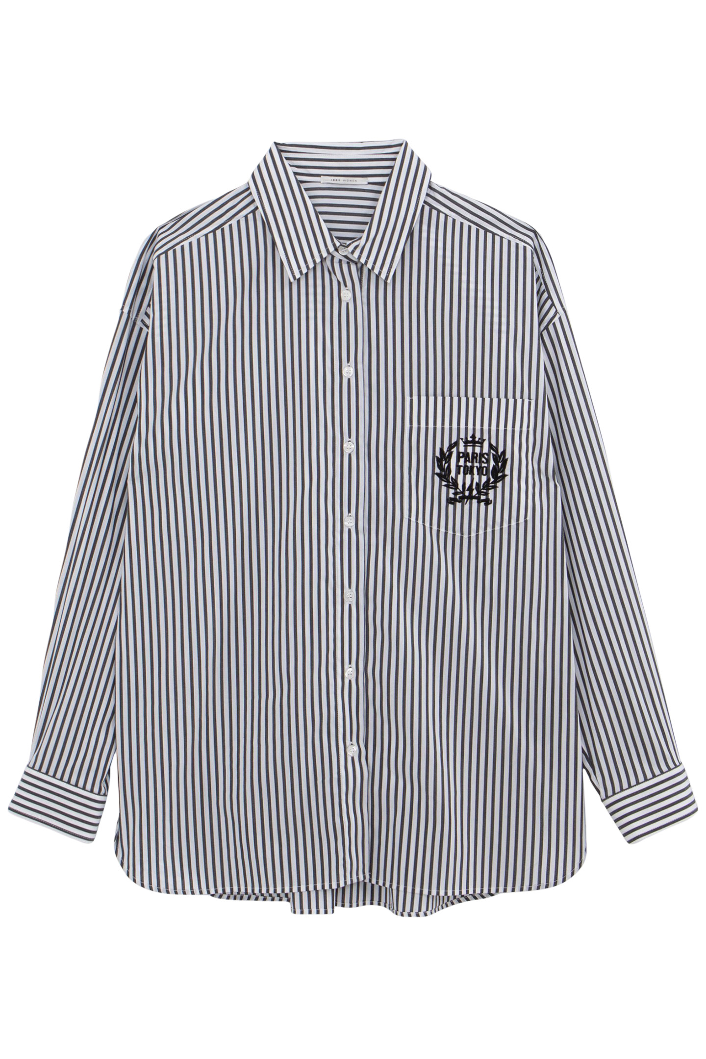 OVERSIZED BLACK SHIRT WITH STRIPES AND EMBROIDERY 3