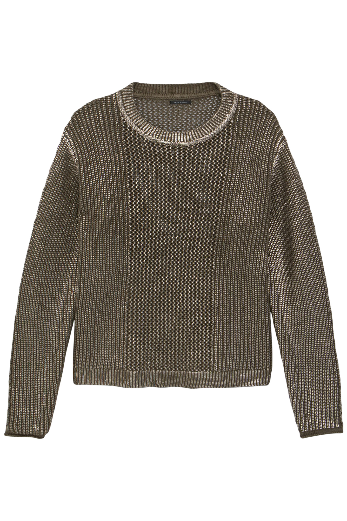 KHAKI OPENWORK KNIT SWEATER 4